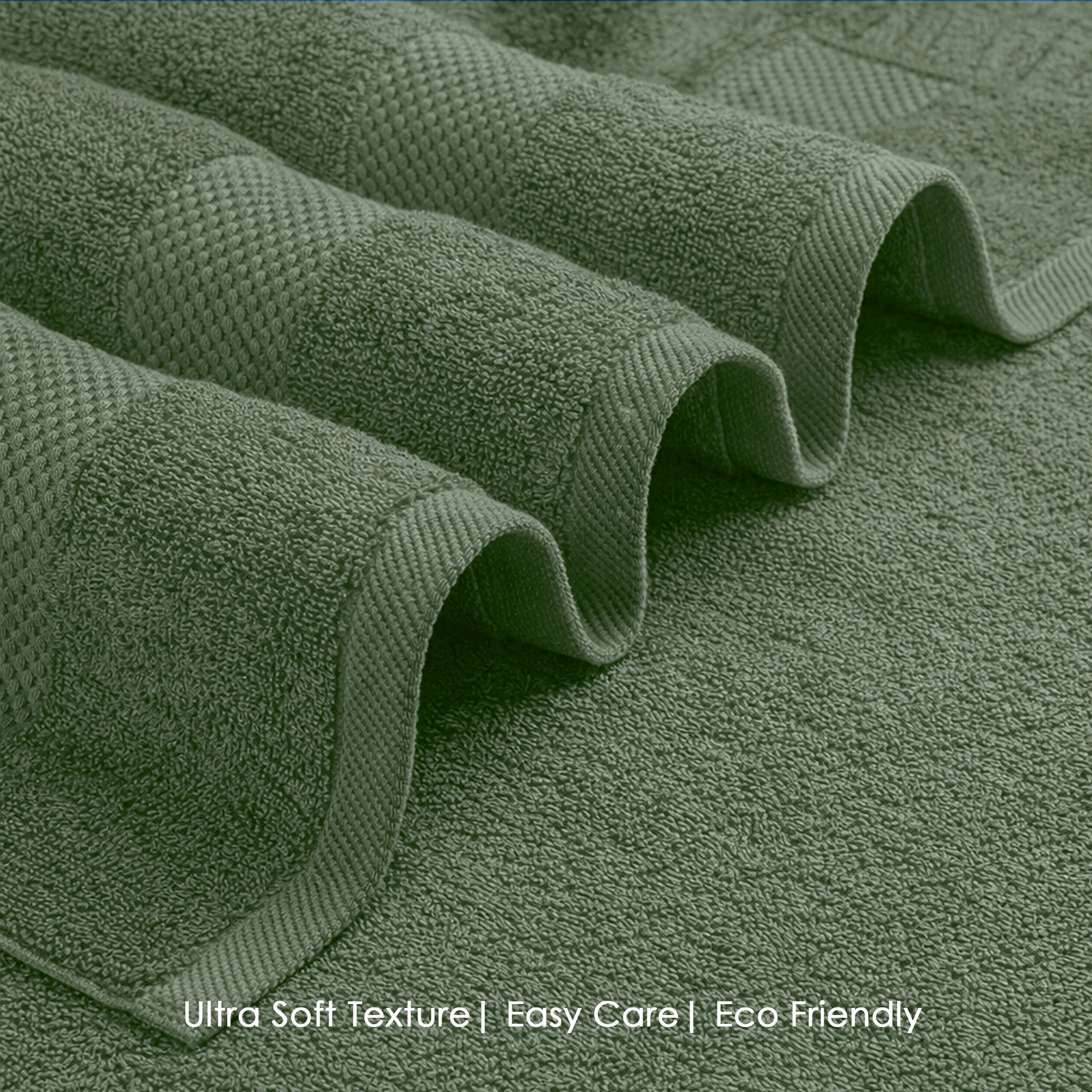 HOUSSE Cotton Hand Towels | Quick Absorption & Faster Drying Towel | 450 GSM (60 cms * 40 cms)| 2 Piece Set Hand Towel for Men/Women | Urban Comfort-Moss Green