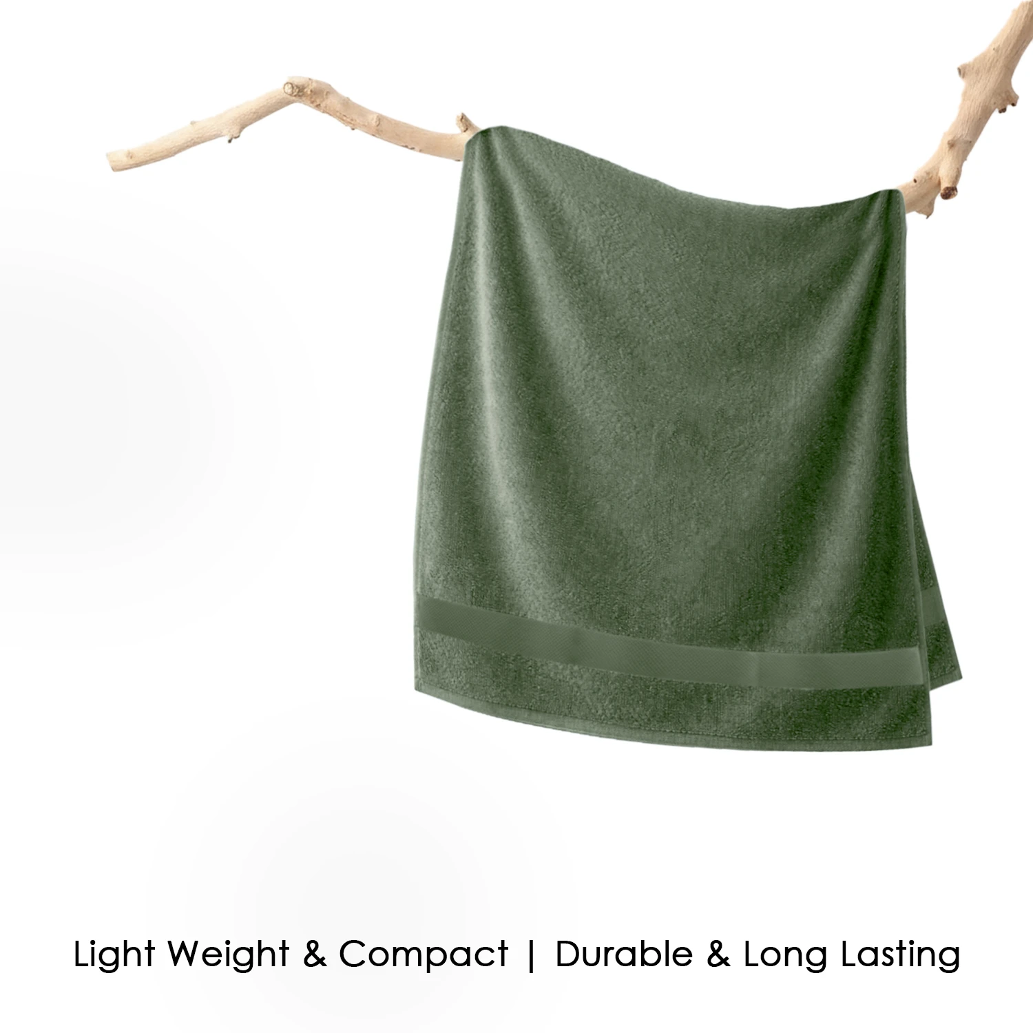 HOUSSE Cotton Hand Towels | Quick Absorption & Faster Drying Towel | 450 GSM (60 cms * 40 cms)| 2 Piece Set Hand Towel for Men/Women | Urban Comfort-Moss Green