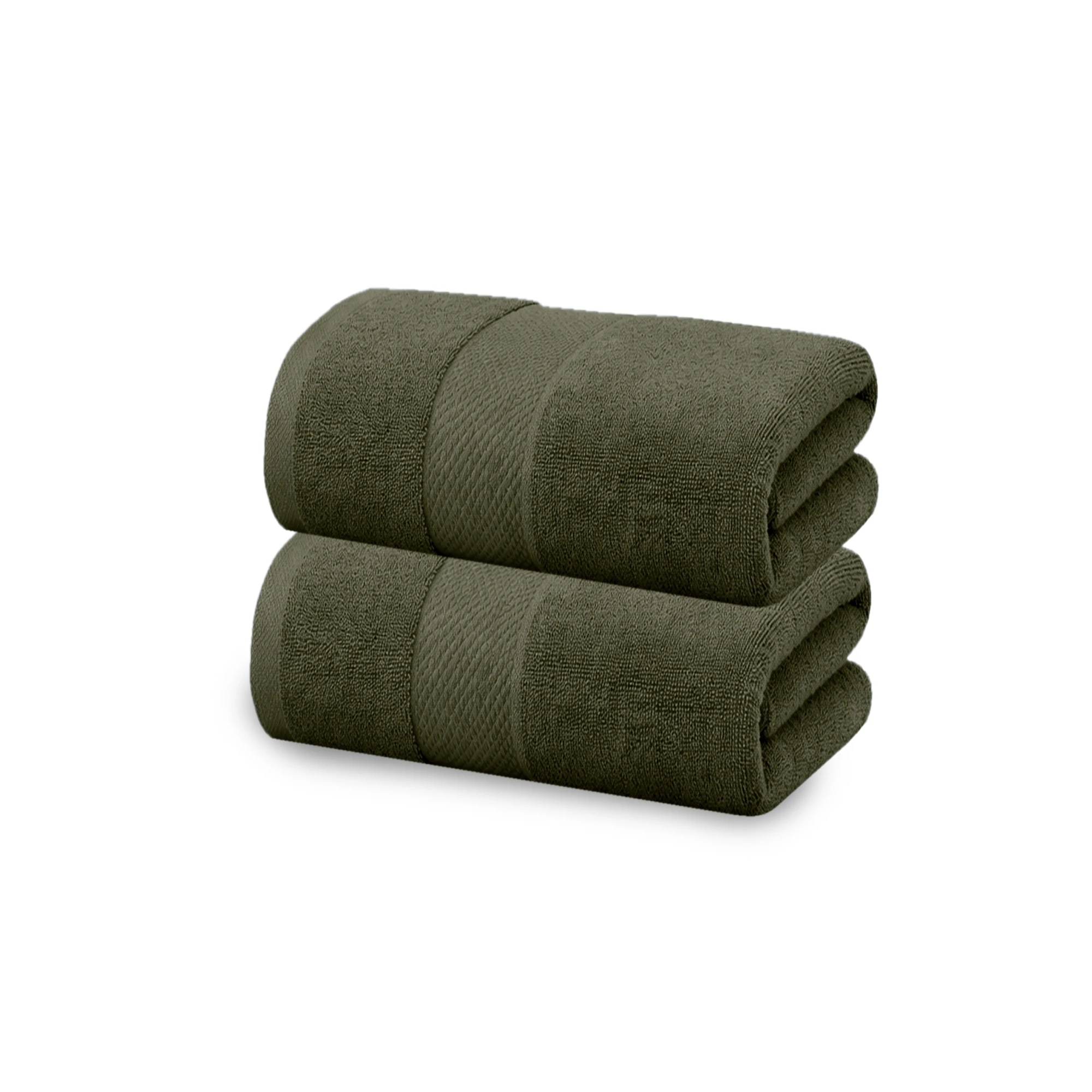 HOUSSE Cotton Hand Towels | Quick Absorption & Faster Drying Towel | 450 GSM (60 cms * 40 cms)| 2 Piece Set Hand Towel for Men/Women | Urban Comfort- Woodland Green