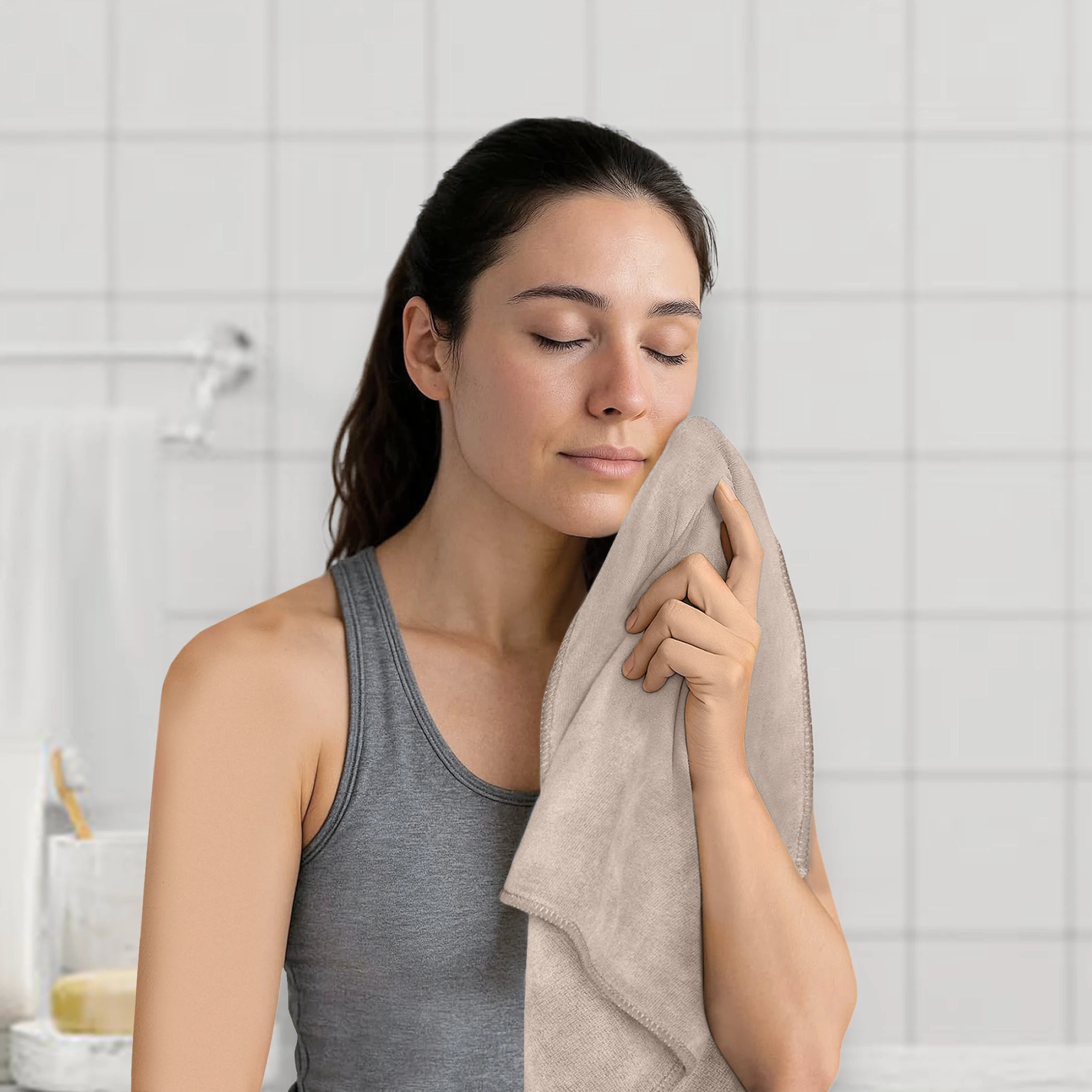 HOUSSE Premium Hand Towel | 100% Microfiber | Quick Dry & Ultra Absorbent | Gym, Home & Yoga | Hypoallergenic & Anti-Bacterial | 450GSM, 60x40cm towel set for home