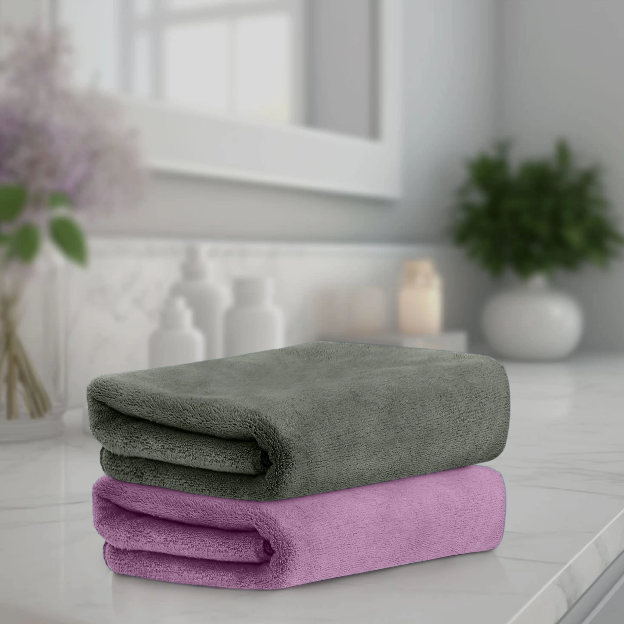 HOUSSE Premium Hand Towel | 100% Microfiber | Quick Dry & Ultra Absorbent | Gym, Home & Yoga | Hypoallergenic & Anti-Bacterial | 450GSM, 60x40cm Towel sets