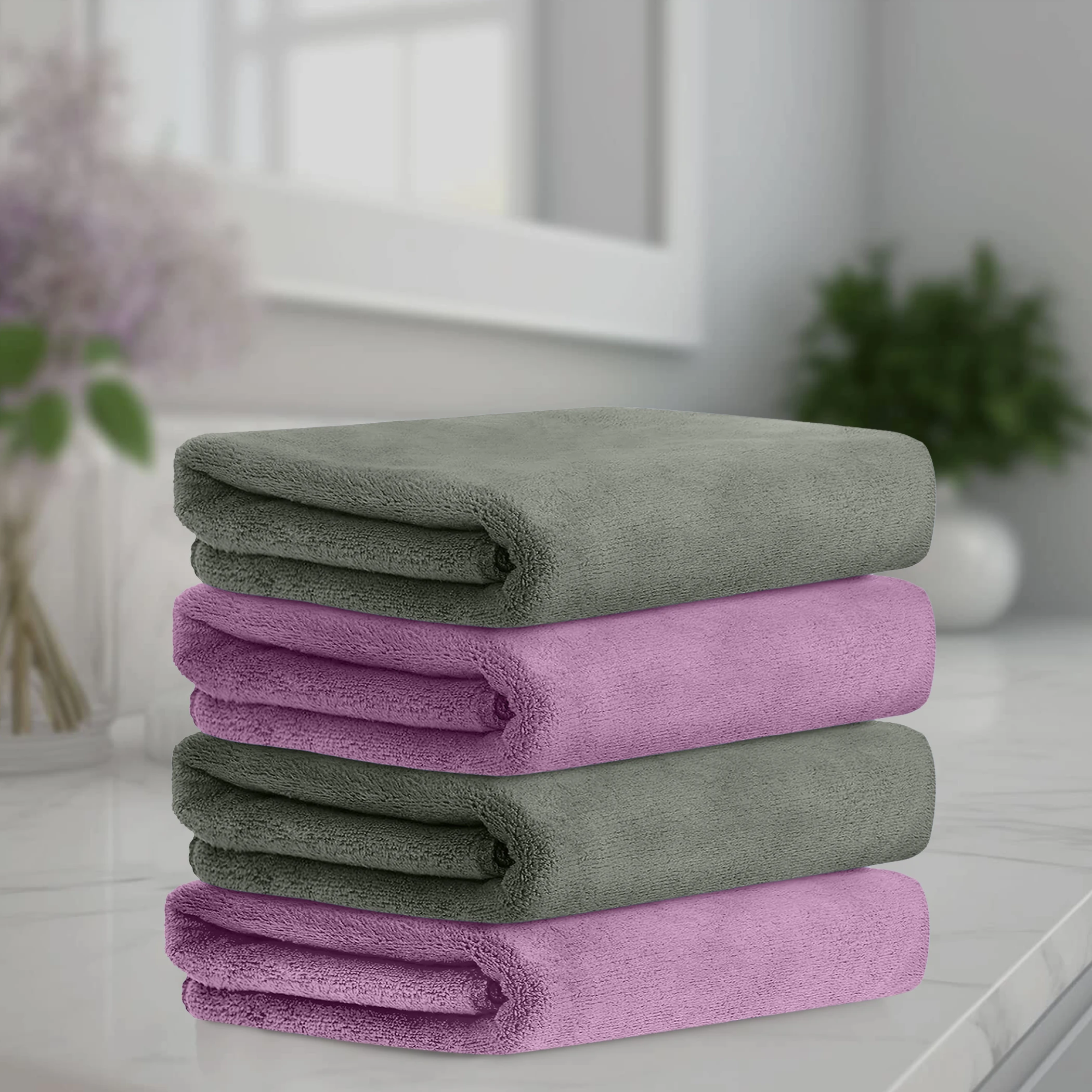 HOUSSE Premium Hand Towel | 100% Microfiber | Quick Dry & Ultra Absorbent | Gym, Home & Yoga | Hypoallergenic & Anti-Bacterial | 450GSM, 60x40cm Towel sets