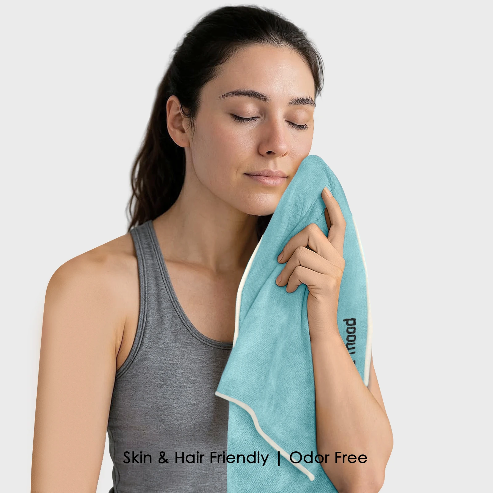 HOUSSE Microfiber Embroidery Hand Towel – 35 * 75cm, 350 GSM, Soft & Absorbent, Quick-Drying Sweat Towel – Ideal for Gym, Beach, Fitness, Outdoor & Home Use (Good Mood Brown - Fluroscent)