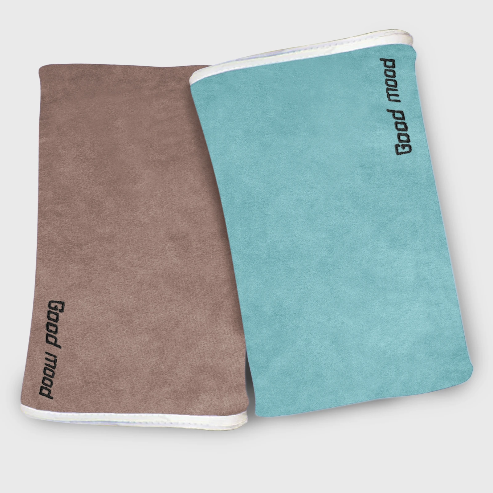 HOUSSE Microfiber Embroidery Hand Towel – 35 * 75cm, 350 GSM, Soft & Absorbent, Quick-Drying Sweat Towel – Ideal for Gym, Beach, Fitness, Outdoor & Home Use (Good Mood Brown - Fluroscent)