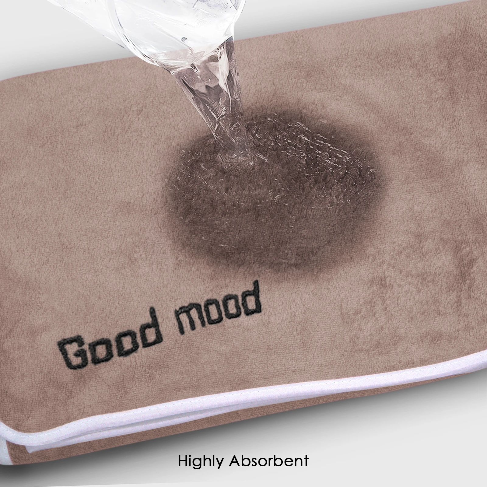 HOUSSE Microfiber Embroidery Hand Towel – 35 * 75cm, 350 GSM, Soft & Absorbent, Quick-Drying Sweat Towel – Ideal for Gym, Beach, Fitness, Outdoor & Home Use (Good Mood Brown - Fluroscent)