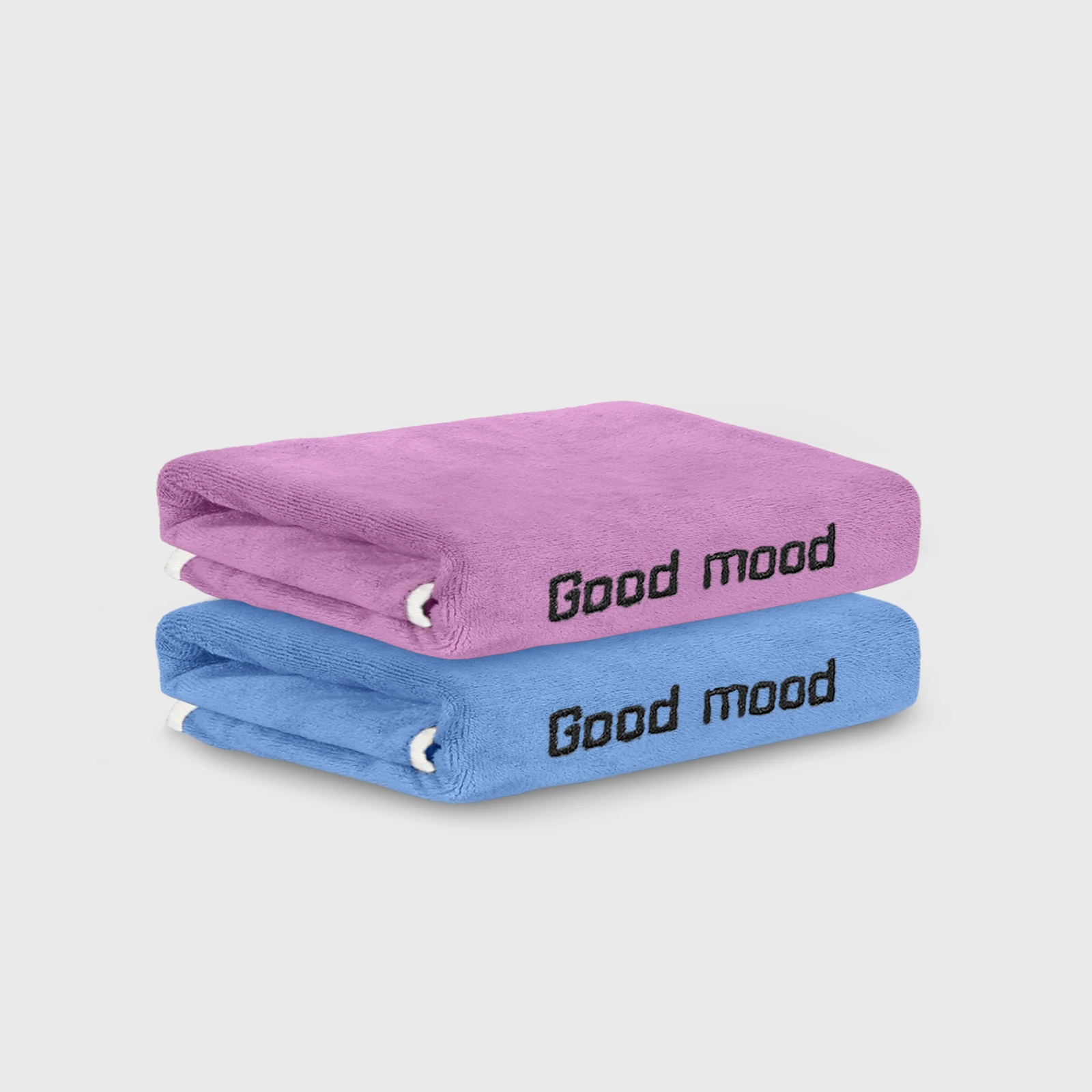 HOUSSE Microfiber Embroidery Hand Towel – 35 * 75cm, 350 GSM, Soft & Absorbent, Quick-Drying Sweat Towel – Ideal for Gym, Beach, Fitness, Outdoor & Home Use (Good Mood Magenta- Blue)