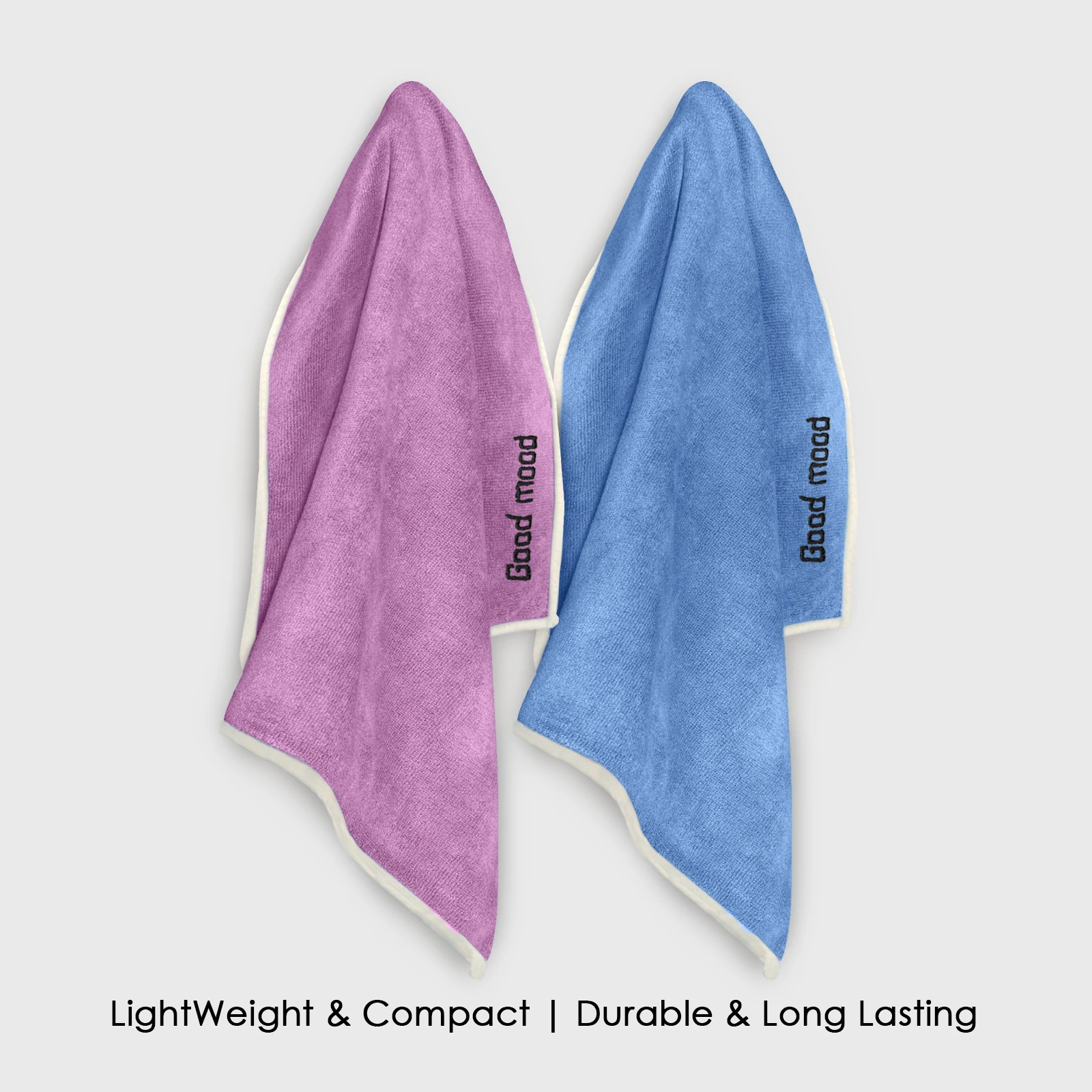 HOUSSE Microfiber Embroidery Hand Towel – 35 * 75cm, 350 GSM, Soft & Absorbent, Quick-Drying Sweat Towel – Ideal for Gym, Beach, Fitness, Outdoor & Home Use (Good Mood Magenta- Blue)