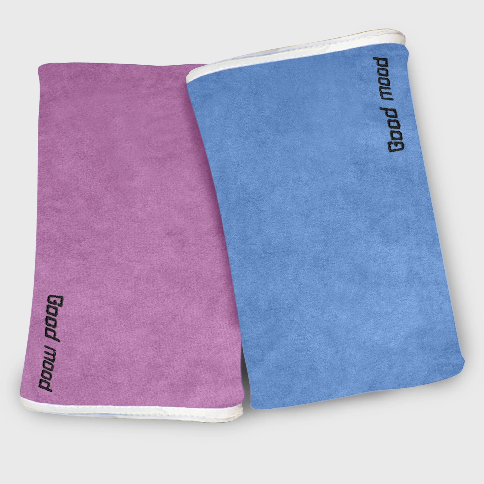 HOUSSE Microfiber Embroidery Hand Towel – 35 * 75cm, 350 GSM, Soft & Absorbent, Quick-Drying Sweat Towel – Ideal for Gym, Beach, Fitness, Outdoor & Home Use (Good Mood Magenta- Blue)