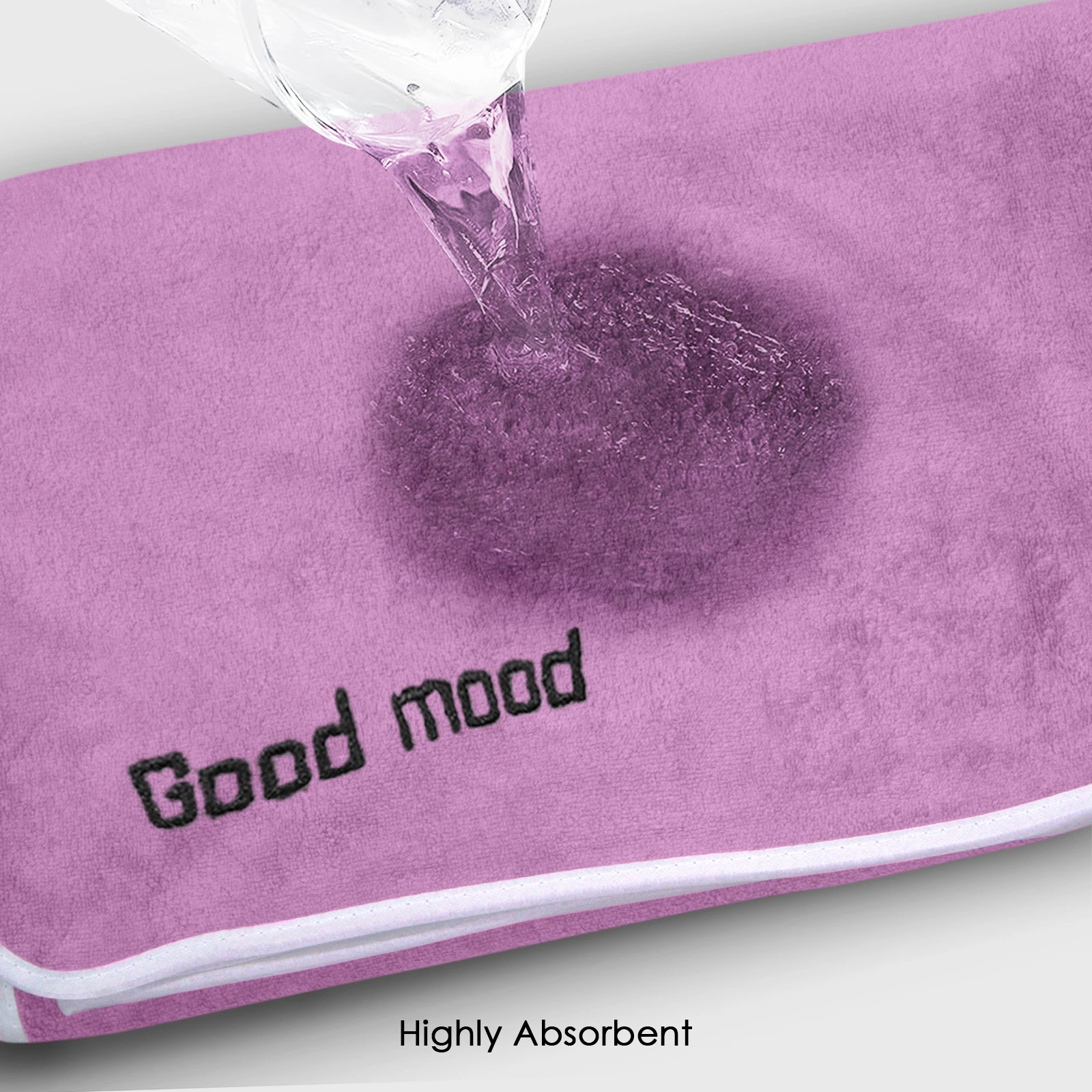 HOUSSE Microfiber Embroidery Hand Towel – 35 * 75cm, 350 GSM, Soft & Absorbent, Quick-Drying Sweat Towel – Ideal for Gym, Beach, Fitness, Outdoor & Home Use (Good Mood Magenta- Blue)