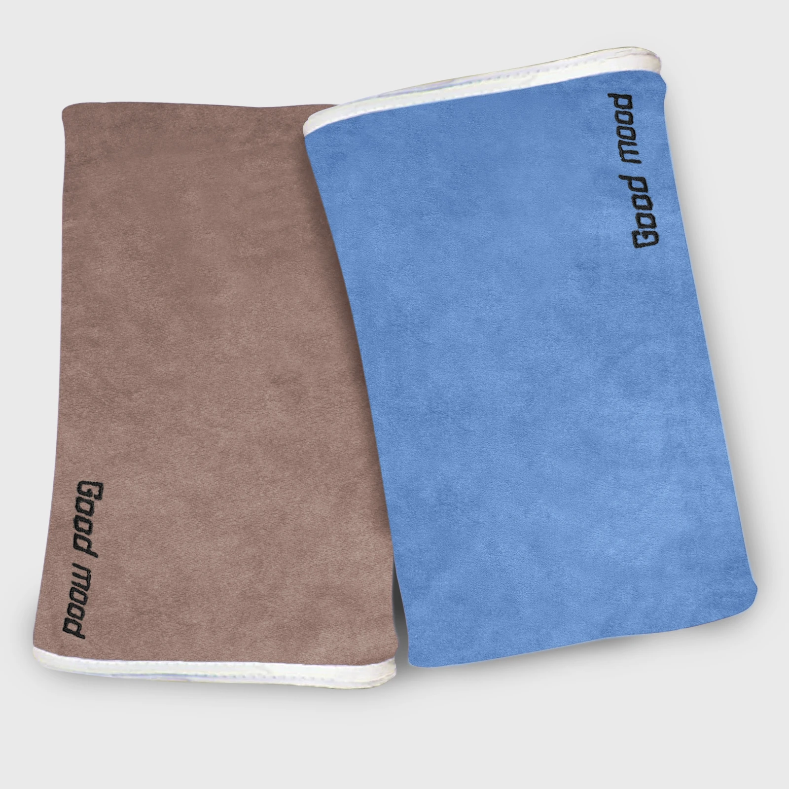 HOUSSE Microfiber Embroidery Hand Towel – 35 * 75cm, 350 GSM, Soft & Absorbent, Quick-Drying Sweat Towel – Ideal for Gym, Beach, Fitness, Outdoor & Home Use (Good Mood Blue-Brown)