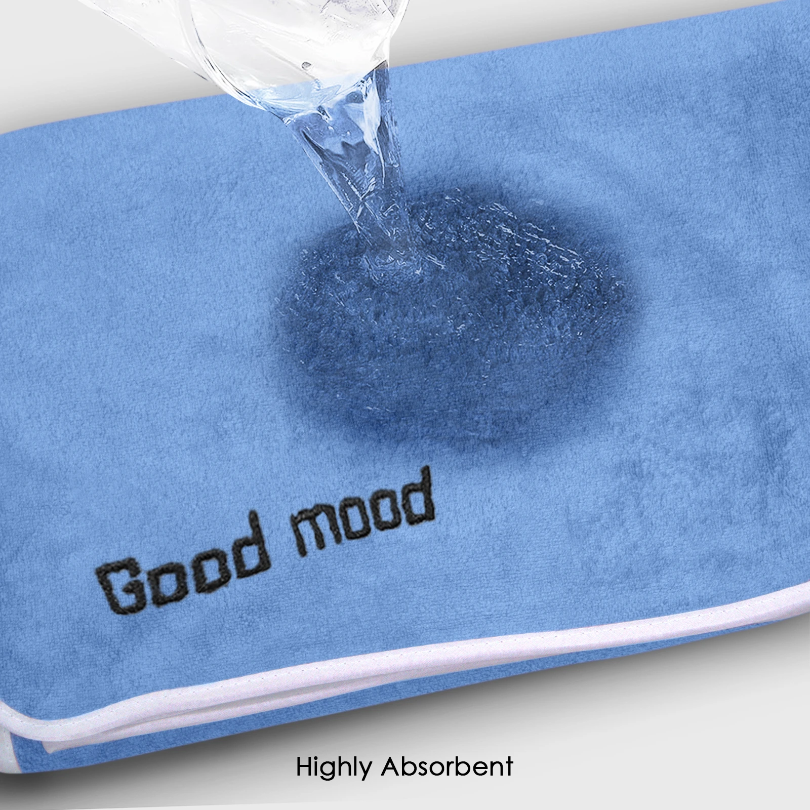 HOUSSE Microfiber Embroidery Hand Towel – 35 * 75cm, 350 GSM, Soft & Absorbent, Quick-Drying Sweat Towel – Ideal for Gym, Beach, Fitness, Outdoor & Home Use (Good Mood Blue-Brown)