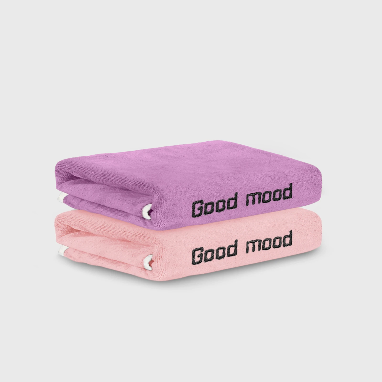 HOUSSE Microfiber Embroidery Hand Towel – 35 * 75cm, 350 GSM, Soft & Absorbent, Quick-Drying Sweat Towel – Ideal for Gym, Beach, Fitness, Outdoor & Home Use (Good Mood Magenta- Peach)