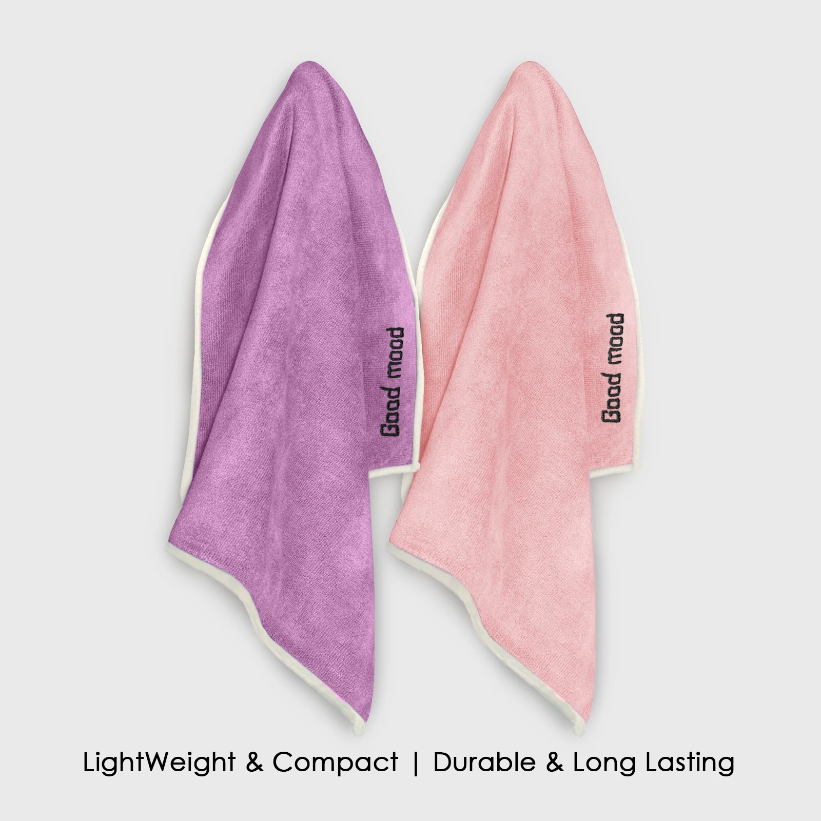 HOUSSE Microfiber Embroidery Hand Towel – 35 * 75cm, 350 GSM, Soft & Absorbent, Quick-Drying Sweat Towel – Ideal for Gym, Beach, Fitness, Outdoor & Home Use (Good Mood Magenta- Peach)