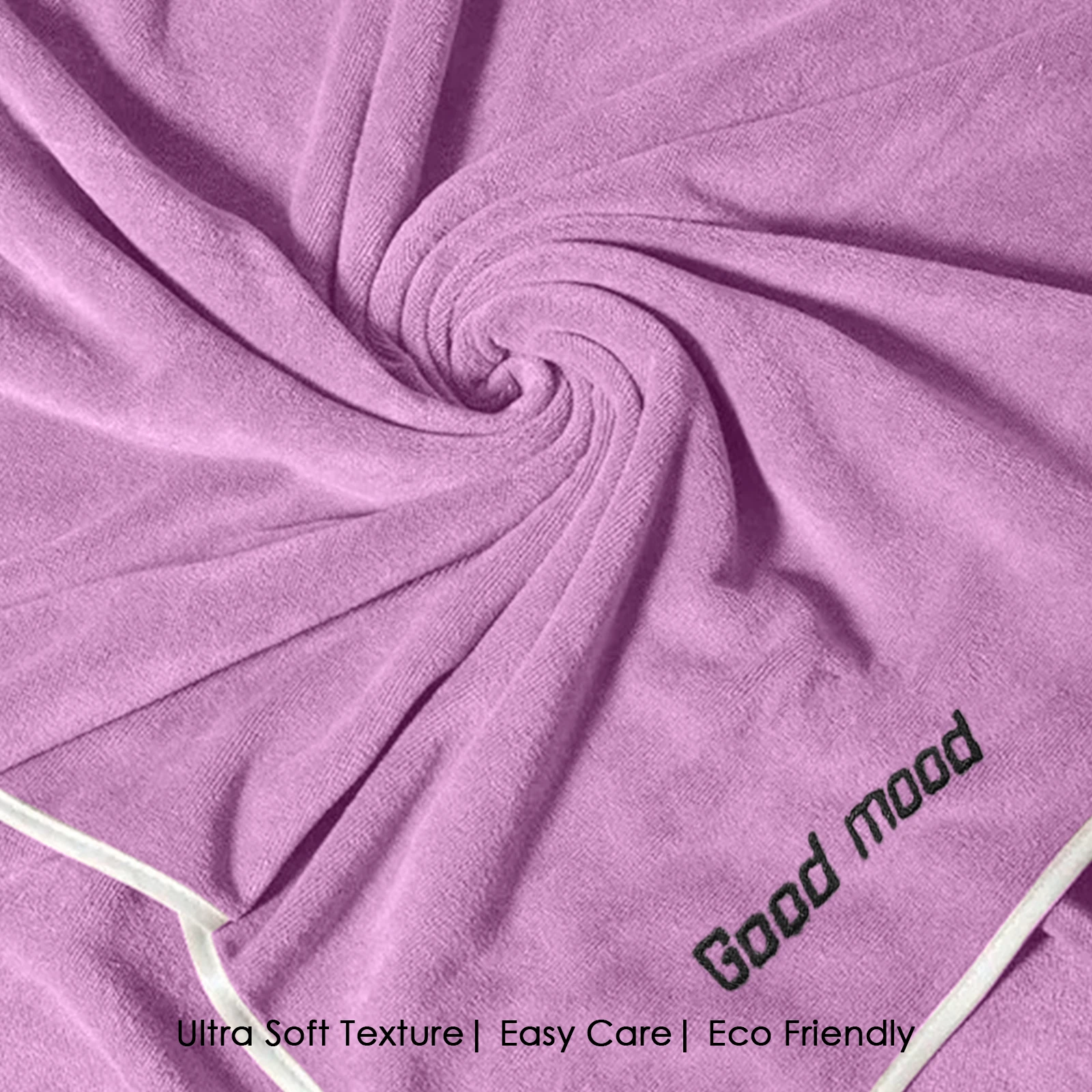HOUSSE Microfiber Embroidery Hand Towel – 35 * 75cm, 350 GSM, Soft & Absorbent, Quick-Drying Sweat Towel – Ideal for Gym, Beach, Fitness, Outdoor & Home Use (Good Mood Magenta- Peach)