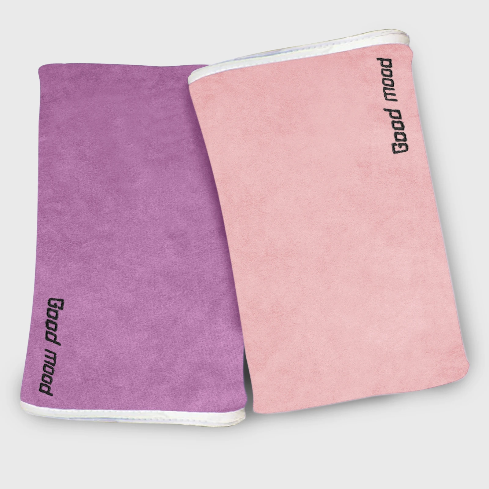 HOUSSE Microfiber Embroidery Hand Towel – 35 * 75cm, 350 GSM, Soft & Absorbent, Quick-Drying Sweat Towel – Ideal for Gym, Beach, Fitness, Outdoor & Home Use (Good Mood Magenta- Peach)