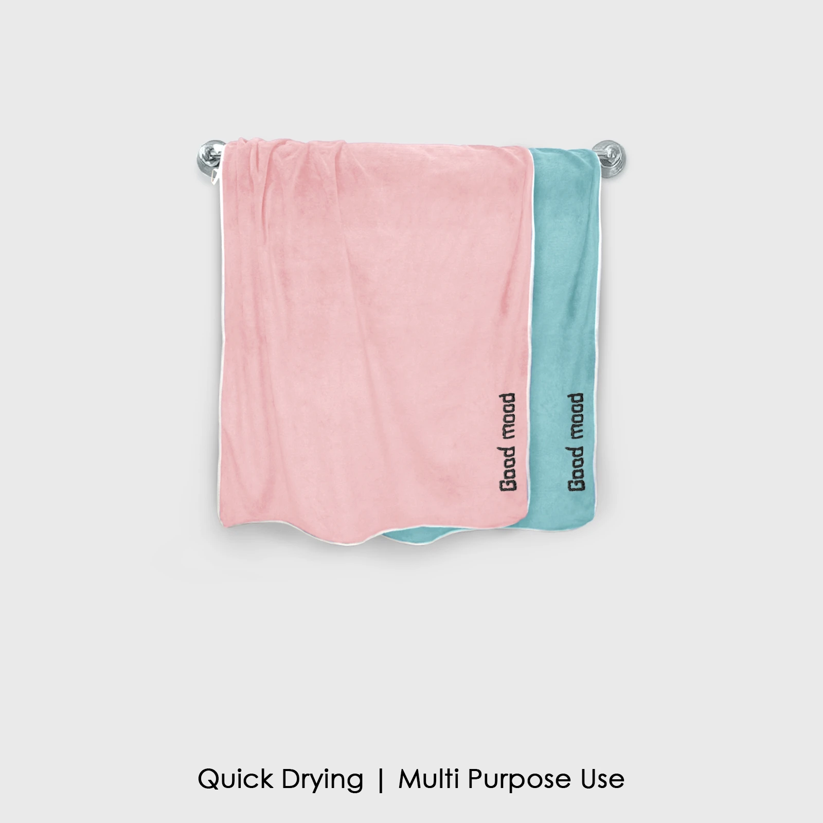 HOUSSE Microfiber Embroidery Hand Towel – 35 * 75cm, 350 GSM, Soft & Absorbent, Quick-Drying Sweat Towel – Ideal for Gym, Beach, Fitness, Outdoor & Home Use (Good Mood Peach - fluroescent)