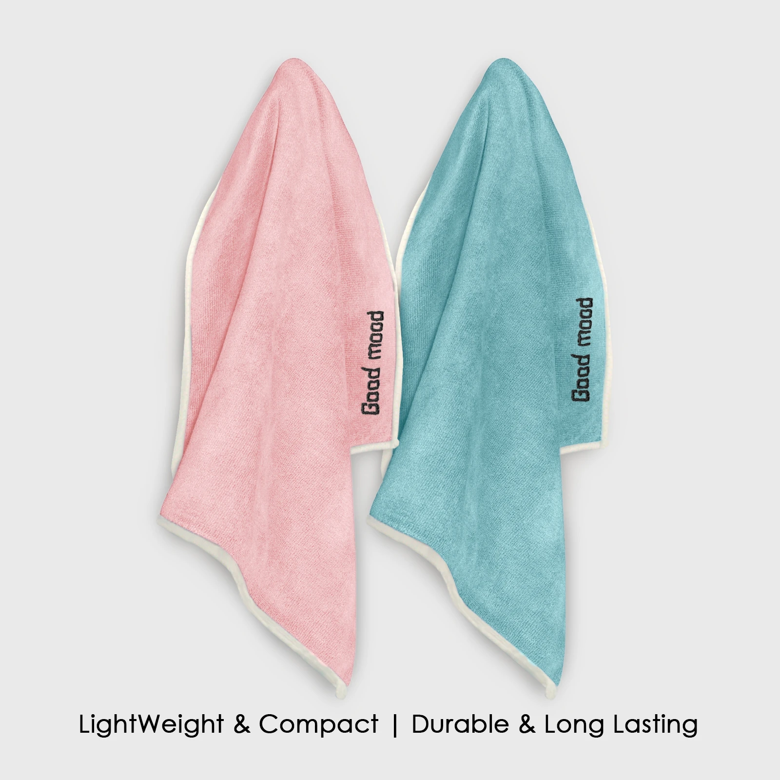 HOUSSE Microfiber Embroidery Hand Towel – 35 * 75cm, 350 GSM, Soft & Absorbent, Quick-Drying Sweat Towel – Ideal for Gym, Beach, Fitness, Outdoor & Home Use (Good Mood Peach - fluroescent)