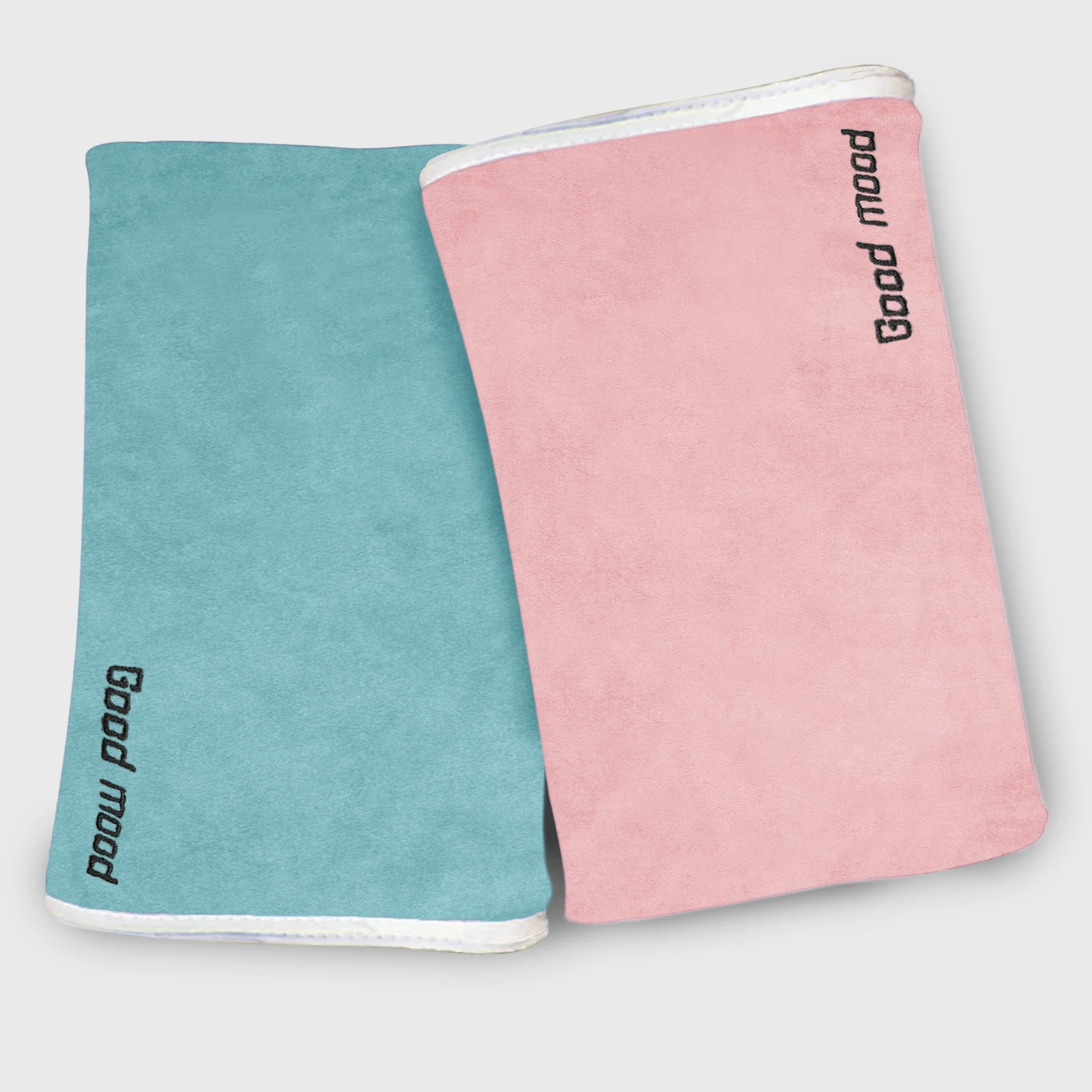 HOUSSE Microfiber Embroidery Hand Towel – 35 * 75cm, 350 GSM, Soft & Absorbent, Quick-Drying Sweat Towel – Ideal for Gym, Beach, Fitness, Outdoor & Home Use (Good Mood Peach - fluroescent)