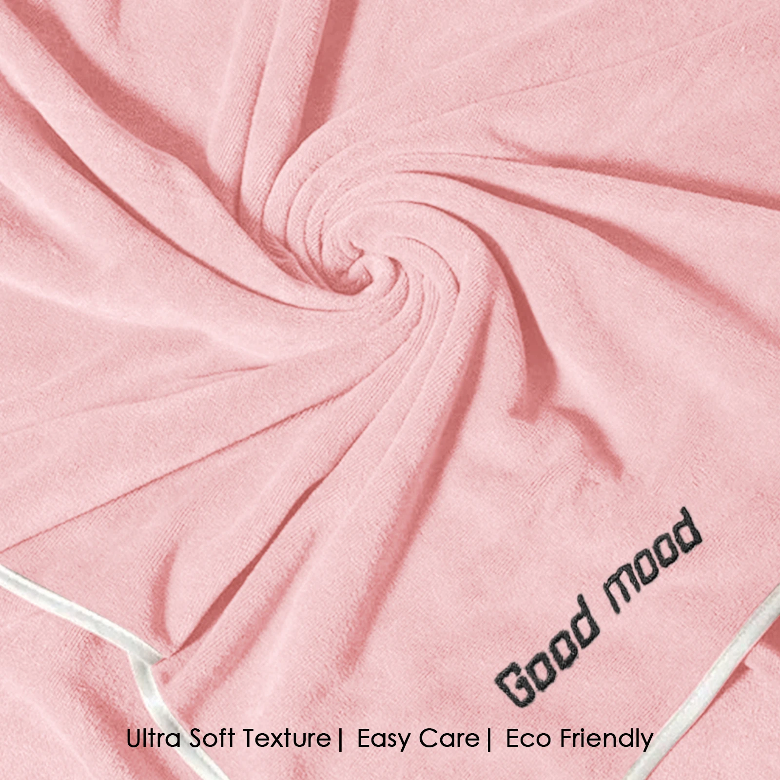 HOUSSE Microfiber Embroidery Hand Towel – 35 * 75cm, 350 GSM, Soft & Absorbent, Quick-Drying Sweat Towel – Ideal for Gym, Beach, Fitness, Outdoor & Home Use (Good Mood Peach - fluroescent)