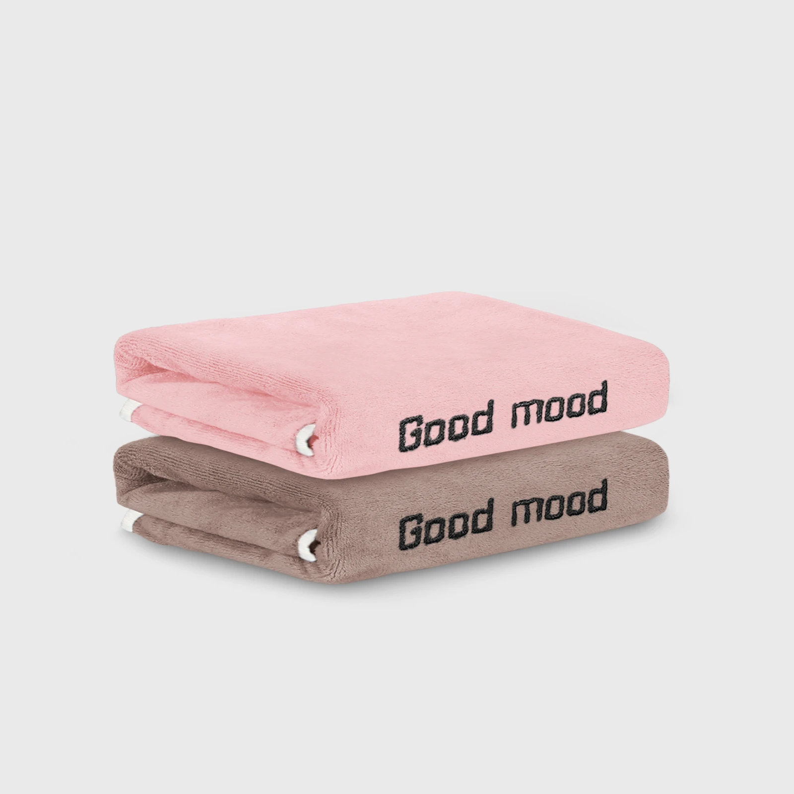 HOUSSE Microfiber Embroidery Hand Towel – 35 * 75cm, 350 GSM, Soft & Absorbent, Quick-Drying Sweat Towel – Ideal for Gym, Beach, Fitness, Outdoor & Home Use (Good Mood Peach- Brown)