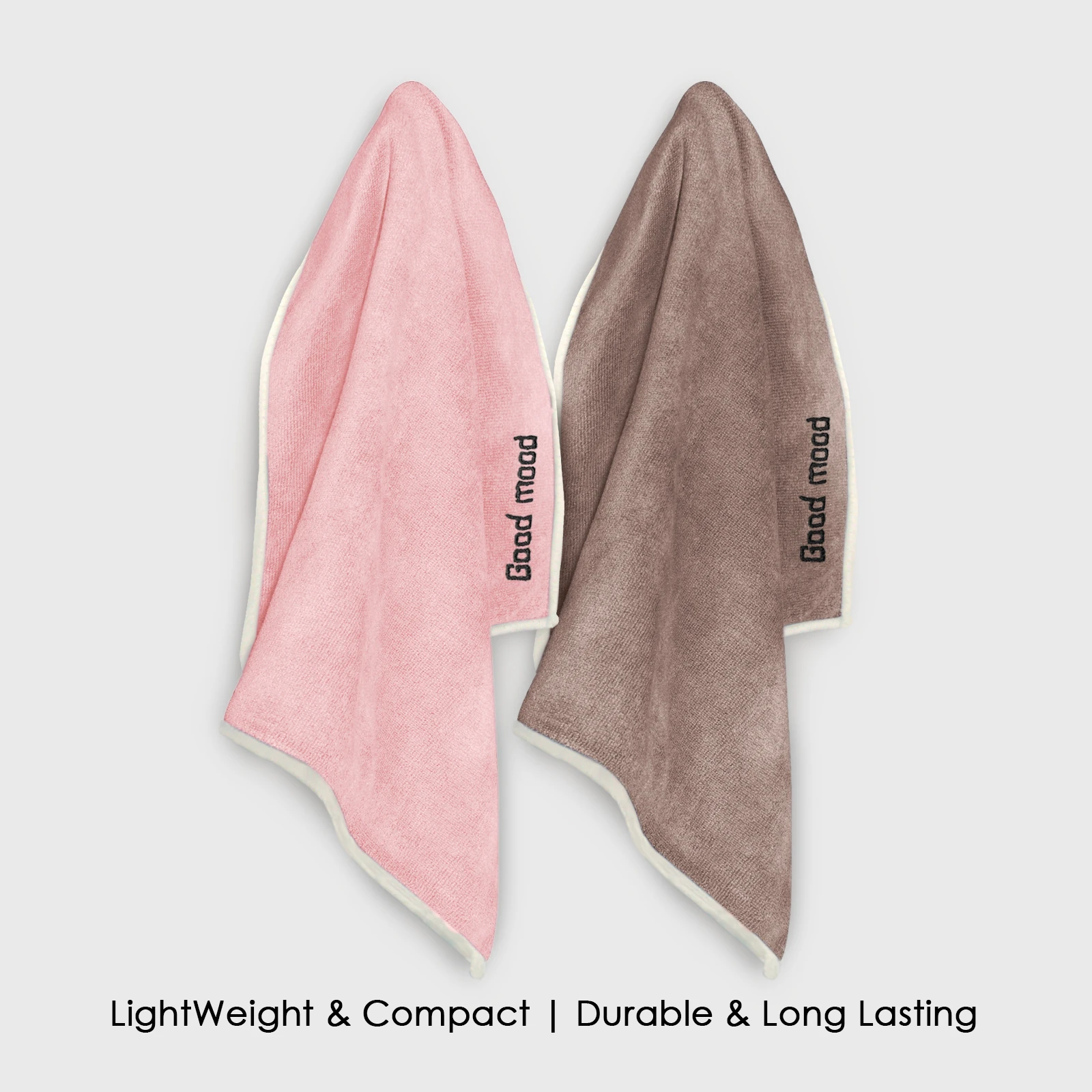 HOUSSE Microfiber Embroidery Hand Towel – 35 * 75cm, 350 GSM, Soft & Absorbent, Quick-Drying Sweat Towel – Ideal for Gym, Beach, Fitness, Outdoor & Home Use (Good Mood Peach- Brown)