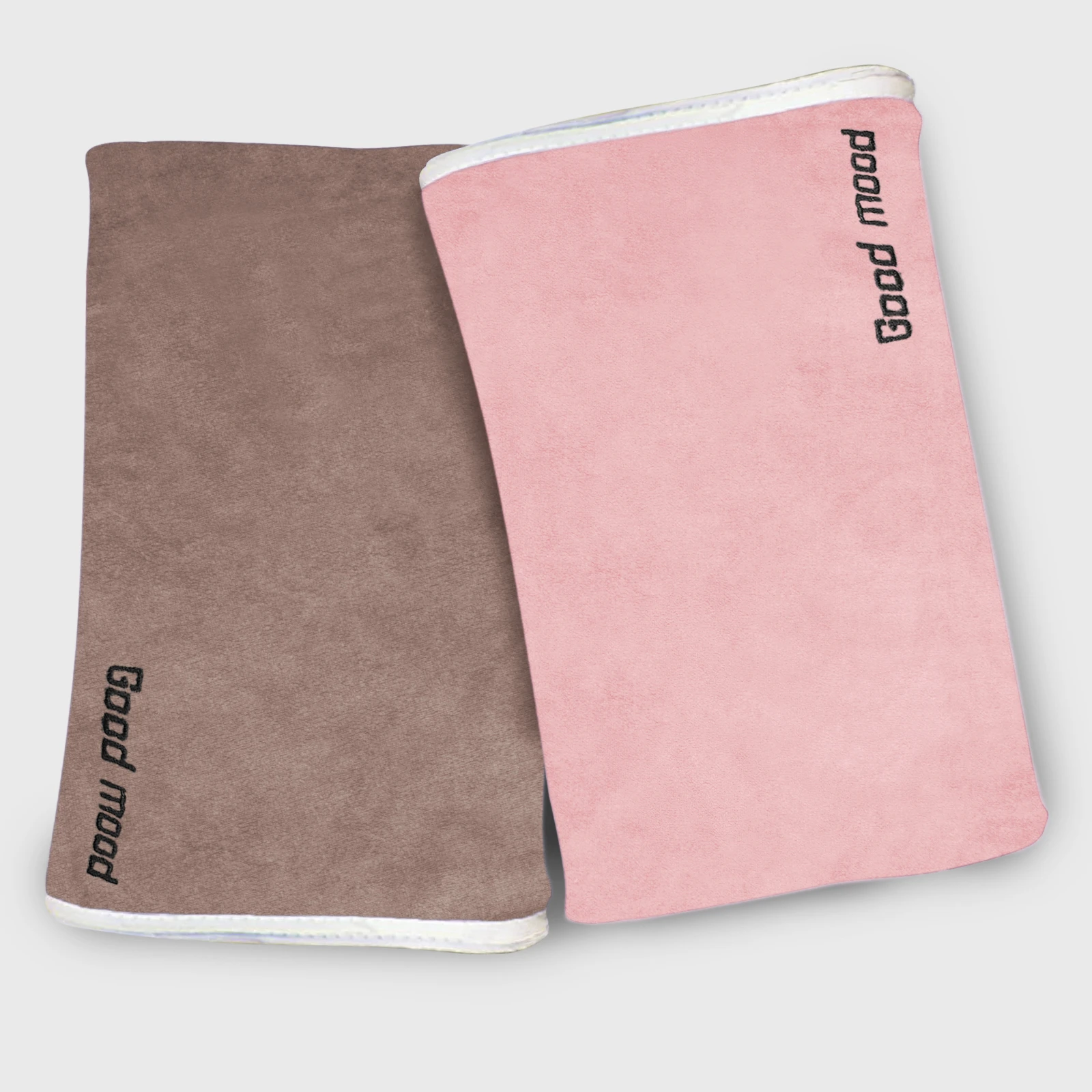 HOUSSE Microfiber Embroidery Hand Towel – 35 * 75cm, 350 GSM, Soft & Absorbent, Quick-Drying Sweat Towel – Ideal for Gym, Beach, Fitness, Outdoor & Home Use (Good Mood Peach- Brown)