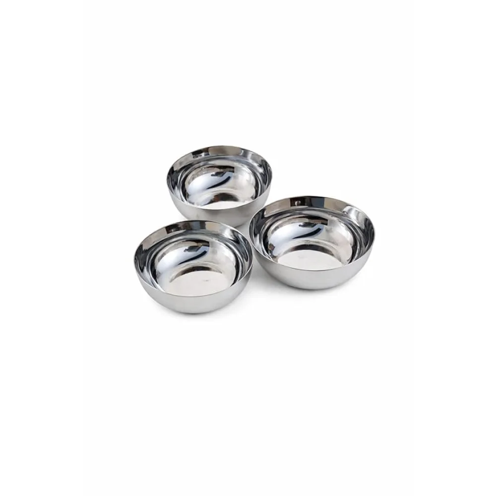 Stainless Steel Solid Bowl Set | Durable Multipurpose Steel Bowls for Kitchen Serving Soup Snacks Ice Cream | Set of 3