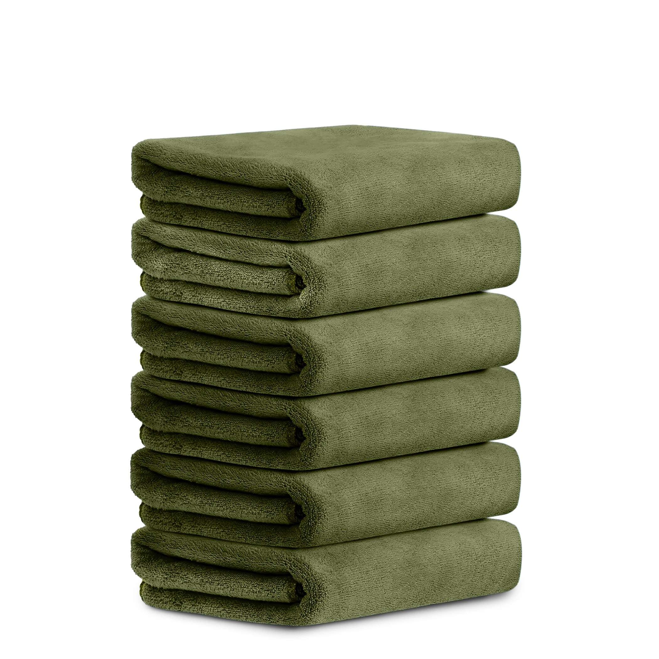 HOUSSE Premium Hand Towel | Microfiber | Super Soft & Quick Dry | Home, Gym, Yoga, Fitness & Weight Lifting | Ultra Absorbent | 450GSM, 60x40cm [6-Pack] (Avocado Green)