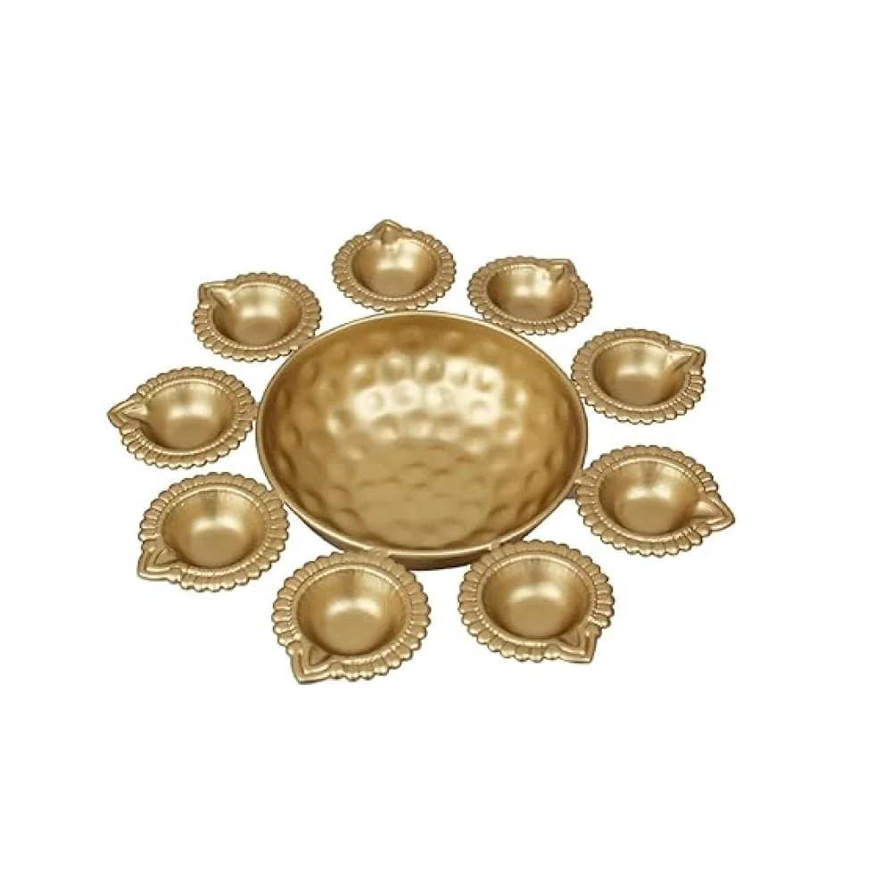 Decor-Oil Diyas for Floating Flowers and Tealight Candles Decoration Items for Living Room Bedroom Table Pooja Room Office