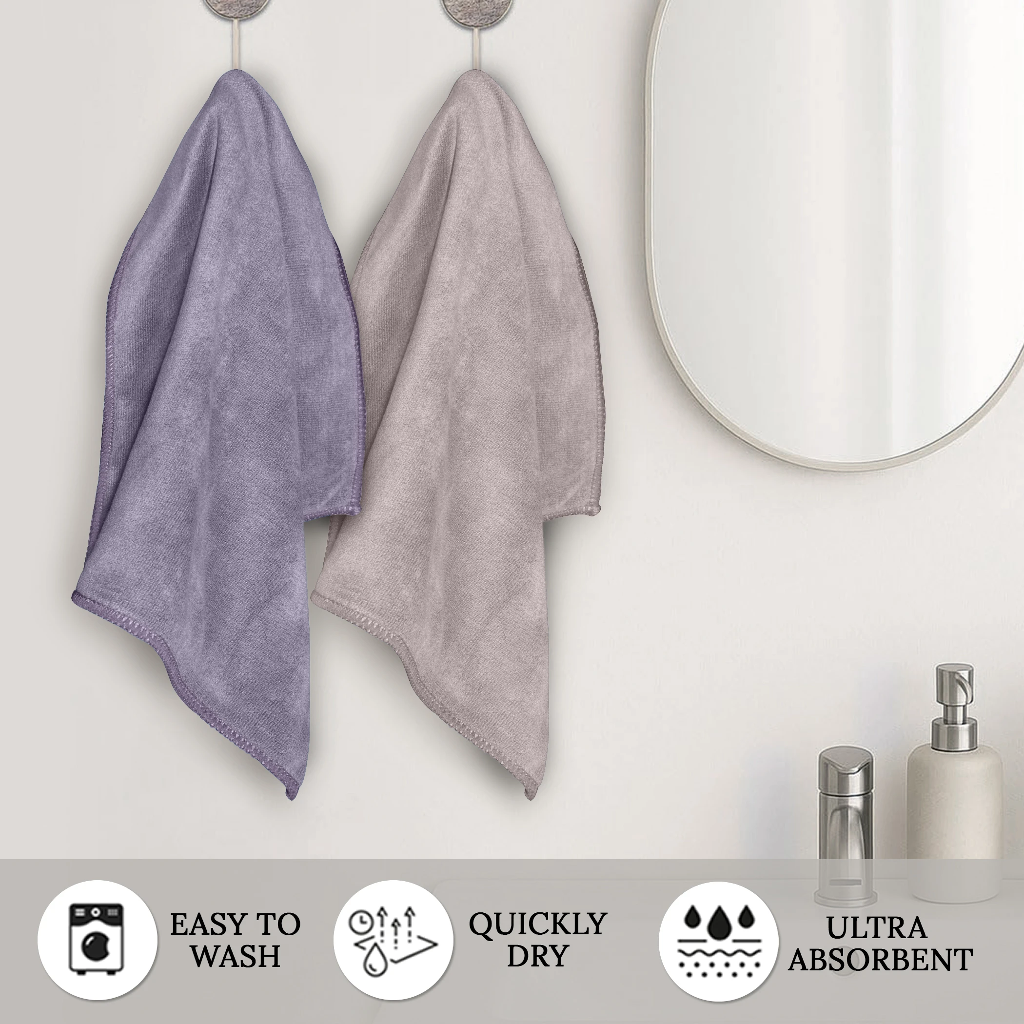 HOUSSE Microfiber Hand Towel for Gym | Home| Yoga | 450 GSM | 60 x 40 CM| Premium QualityTowels | an Hpoallergenic Towel | Ultra Absorbent & Anti-Bacterial towel set