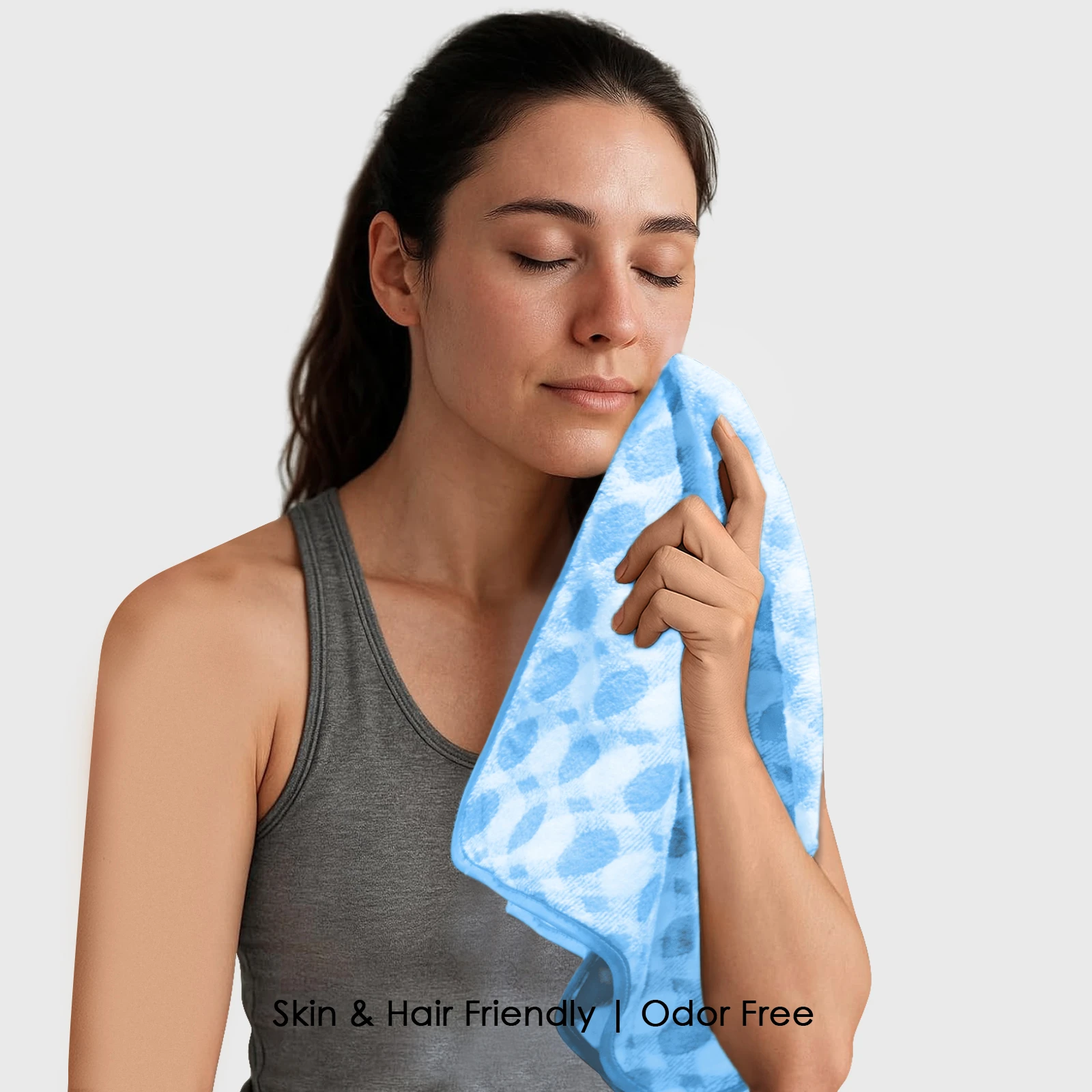 HOUSSE Ember Hand Towel | Microfiber | Quick Dry & Ultra Absorbent | Bathroom, Sports, Travel, Workout, Spa, Beach, Fitness 360GSM, 40x60cm [Single] (Light Blue)
