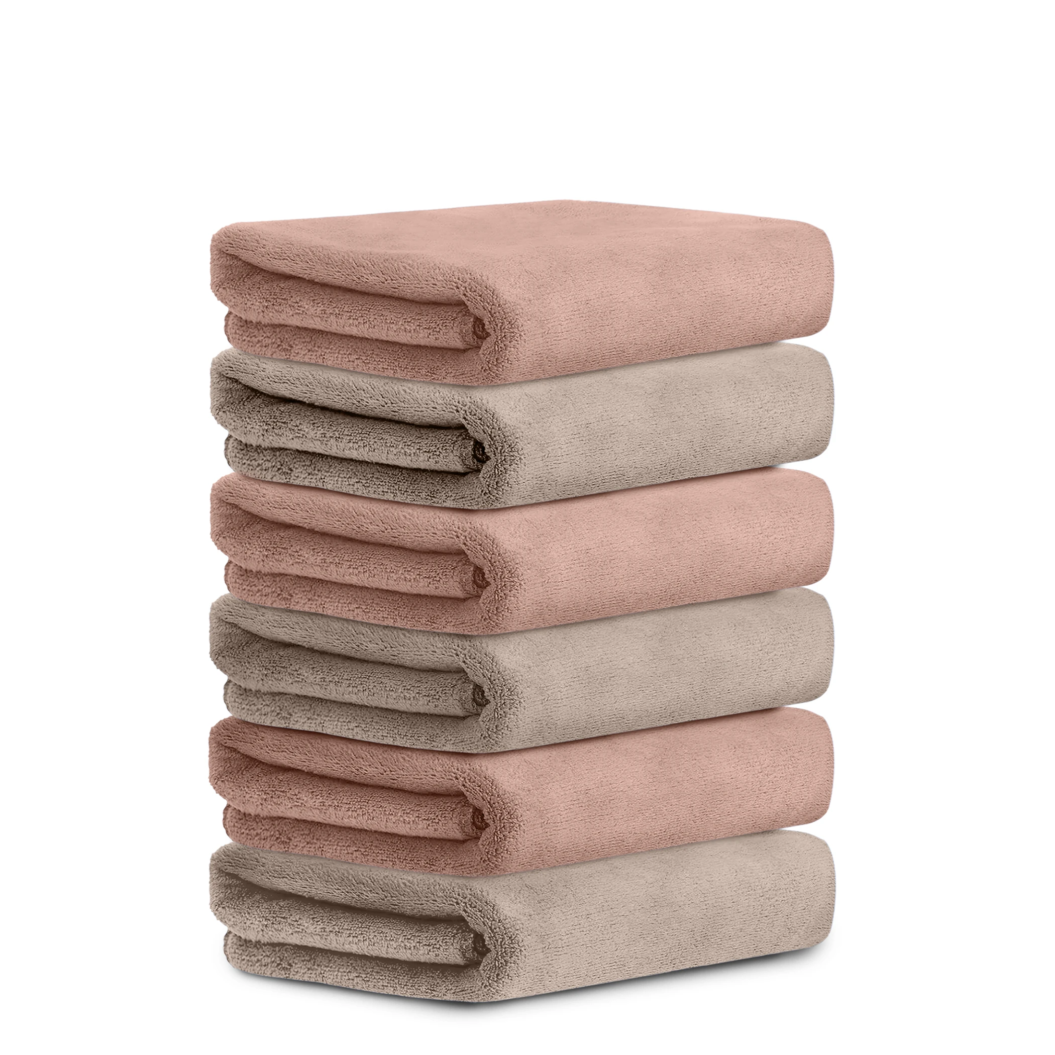 HOUSSE Premium Hand Towel | 100% Microfiber | Quick Dry & Ultra Absorbent | Gym, Home & Yoga | Hypoallergenic & Anti-Bacterial | 450GSM, 60x40cm [6-Pack] (Warm Beige Rustic Chestnut)