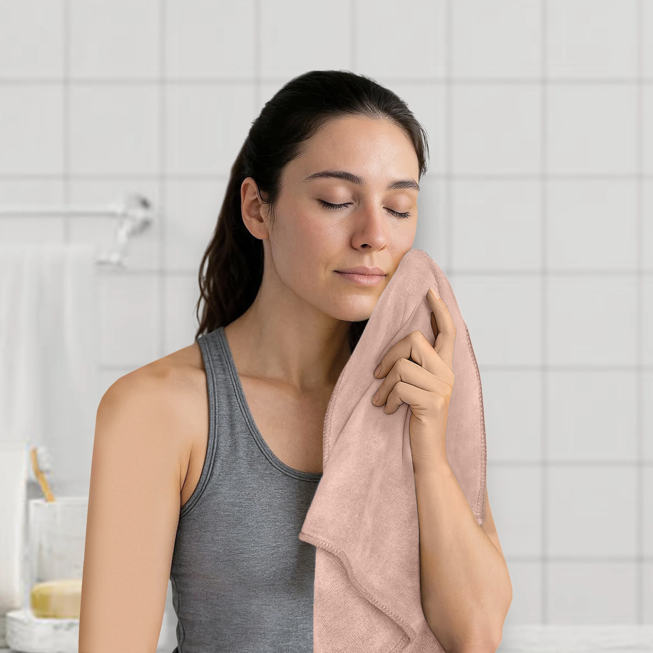 HOUSSE Premium Hand Towel | 100% Microfiber | Quick Dry & Ultra Absorbent | Gym, Home & Yoga | Hypoallergenic & Anti-Bacterial | 450GSM, 60x40cm [6-Pack] (Warm Beige Rustic Chestnut)