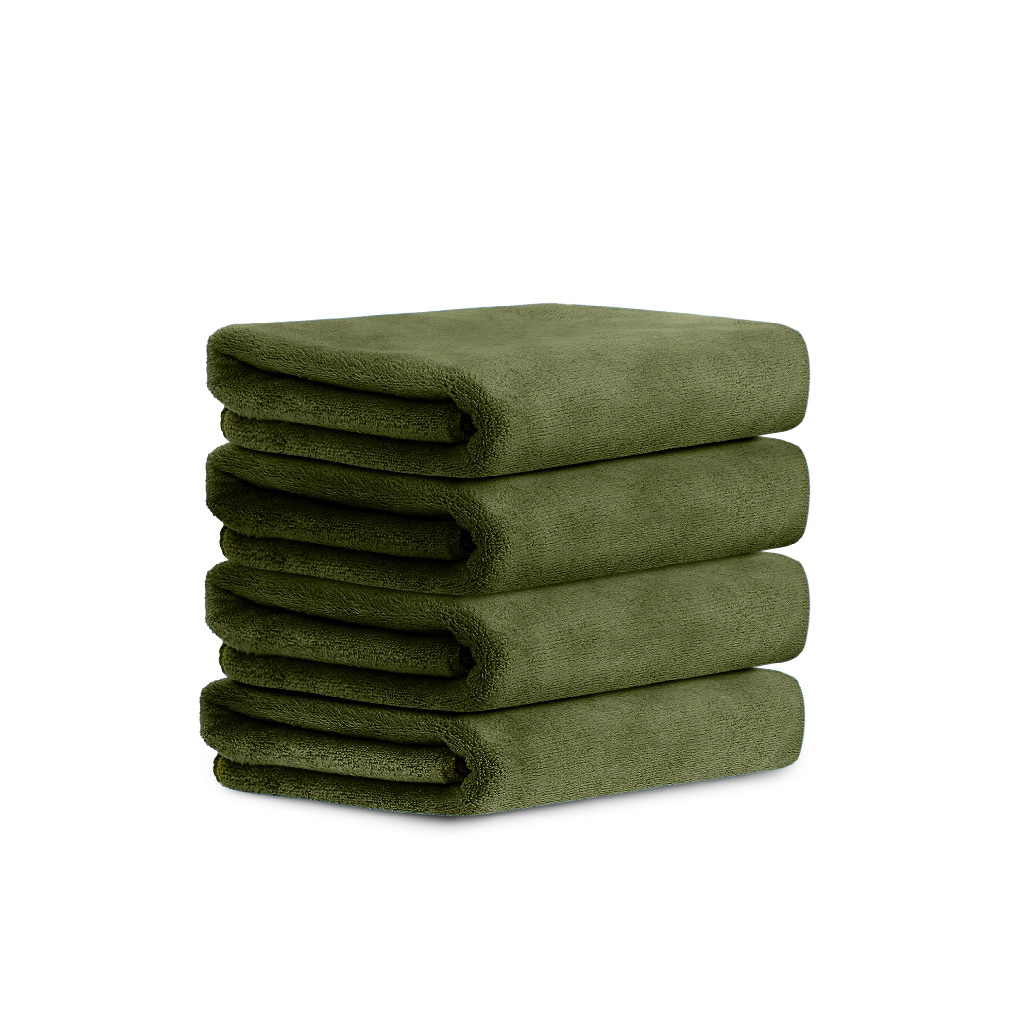 HOUSSE Premium Hand Towel | Microfiber | Super Soft & Quick Dry | Home, Gym, Yoga, Fitness & Weight Lifting | Ultra Absorbent | 450GSM, 60x40cm [4-Pack] (Avocado Green)