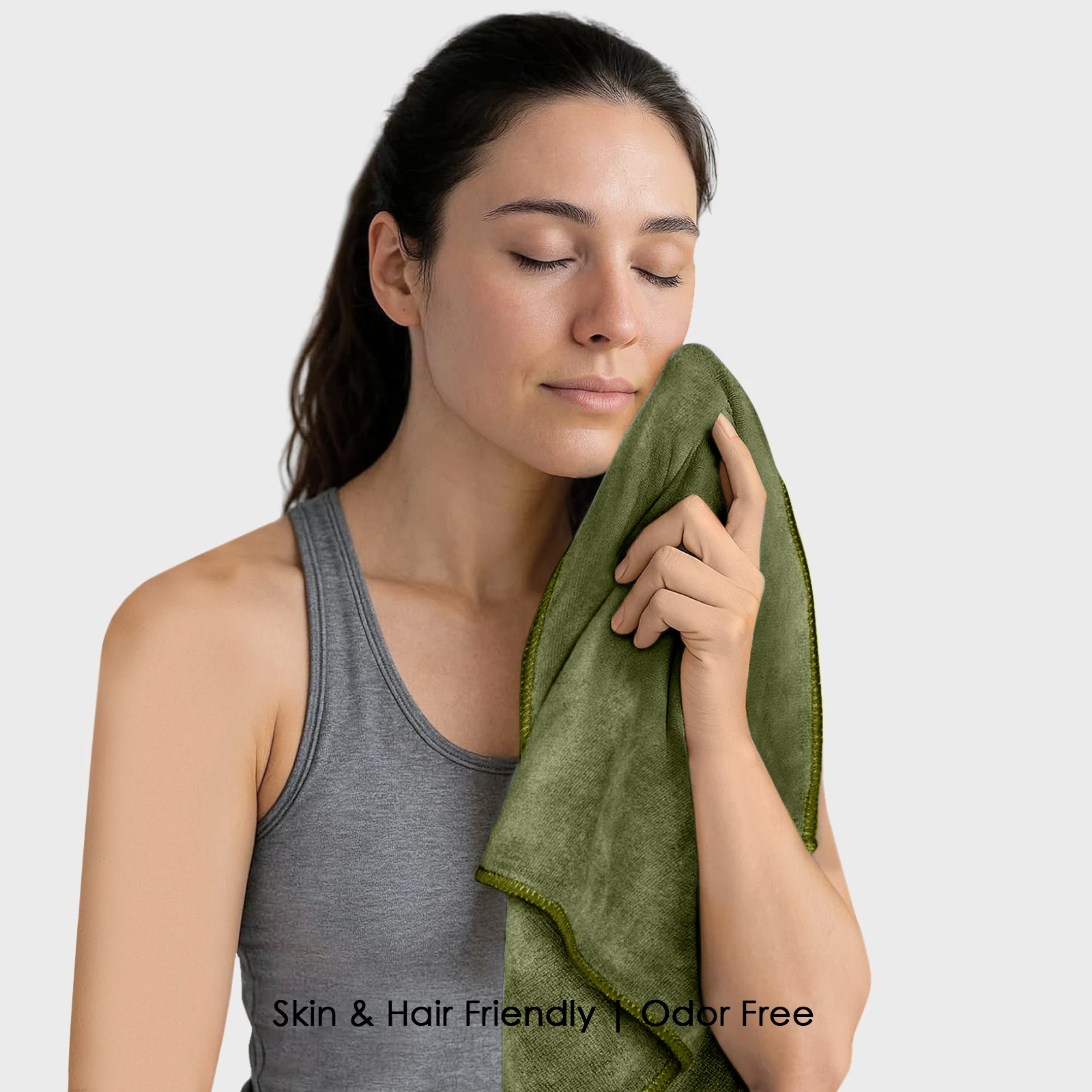 HOUSSE Premium Hand Towel | Microfiber | Super Soft & Quick Dry | Home, Gym, Yoga, Fitness & Weight Lifting | Ultra Absorbent | 450GSM, 60x40cm [4-Pack] (Avocado Green)