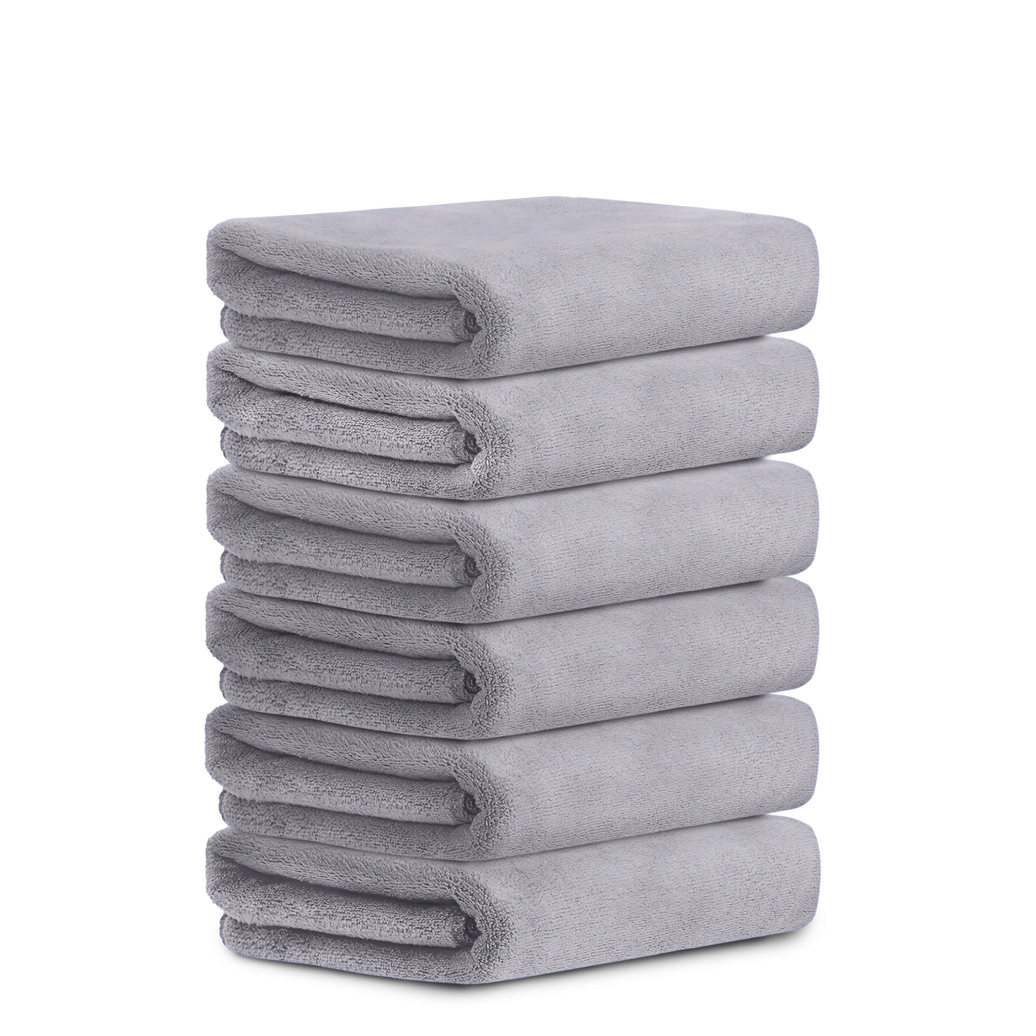 HOUSSE Premium Hand Towel | Microfiber | Super Soft & Quick Dry | Home, Gym, Yoga, Fitness & Weight Lifting | Ultra Absorbent | 450GSM, 60x40cm [6-Pack] (Frost Grey)