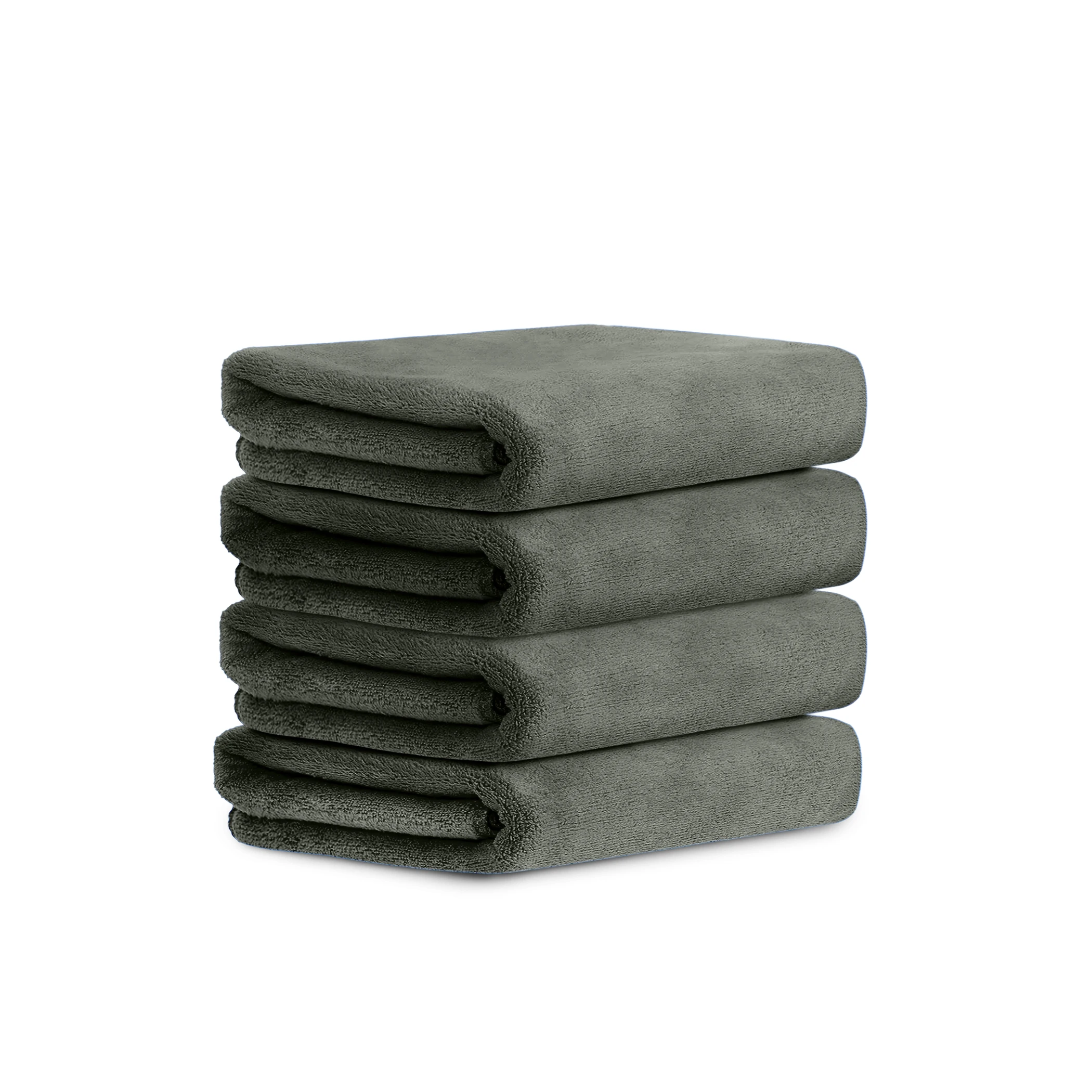 HOUSSE Premium Hand Towel | Microfiber | Super Soft & Quick Dry | Home, Gym, Yoga, Fitness & Weight Lifting | Ultra Absorbent | 450GSM, 60x40cm [4-Pack] (Dusty Olive)