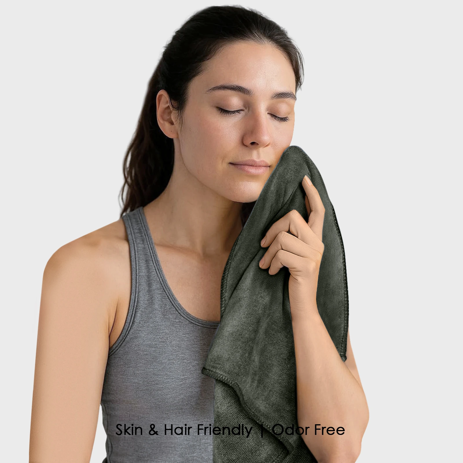 HOUSSE Premium Hand Towel | Microfiber | Super Soft & Quick Dry | Home, Gym, Yoga, Fitness & Weight Lifting | Ultra Absorbent | 450GSM, 60x40cm [4-Pack] (Dusty Olive)