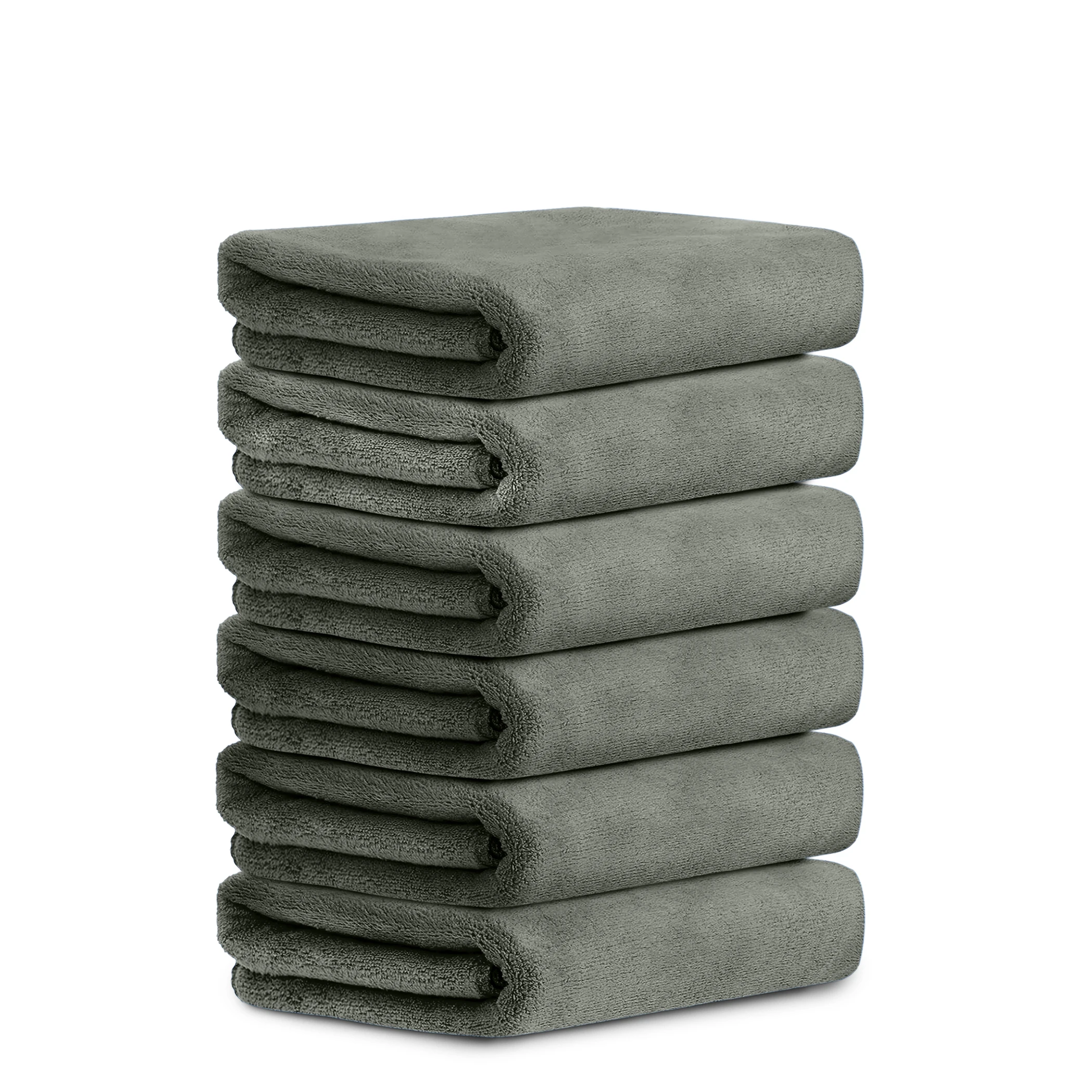 HOUSSE Premium Hand Towel | Microfiber | Super Soft & Quick Dry | Home, Gym, Yoga, Fitness & Weight Lifting | Ultra Absorbent | 450GSM, 60x40cm [6-Pack] (Dusty Olive)
