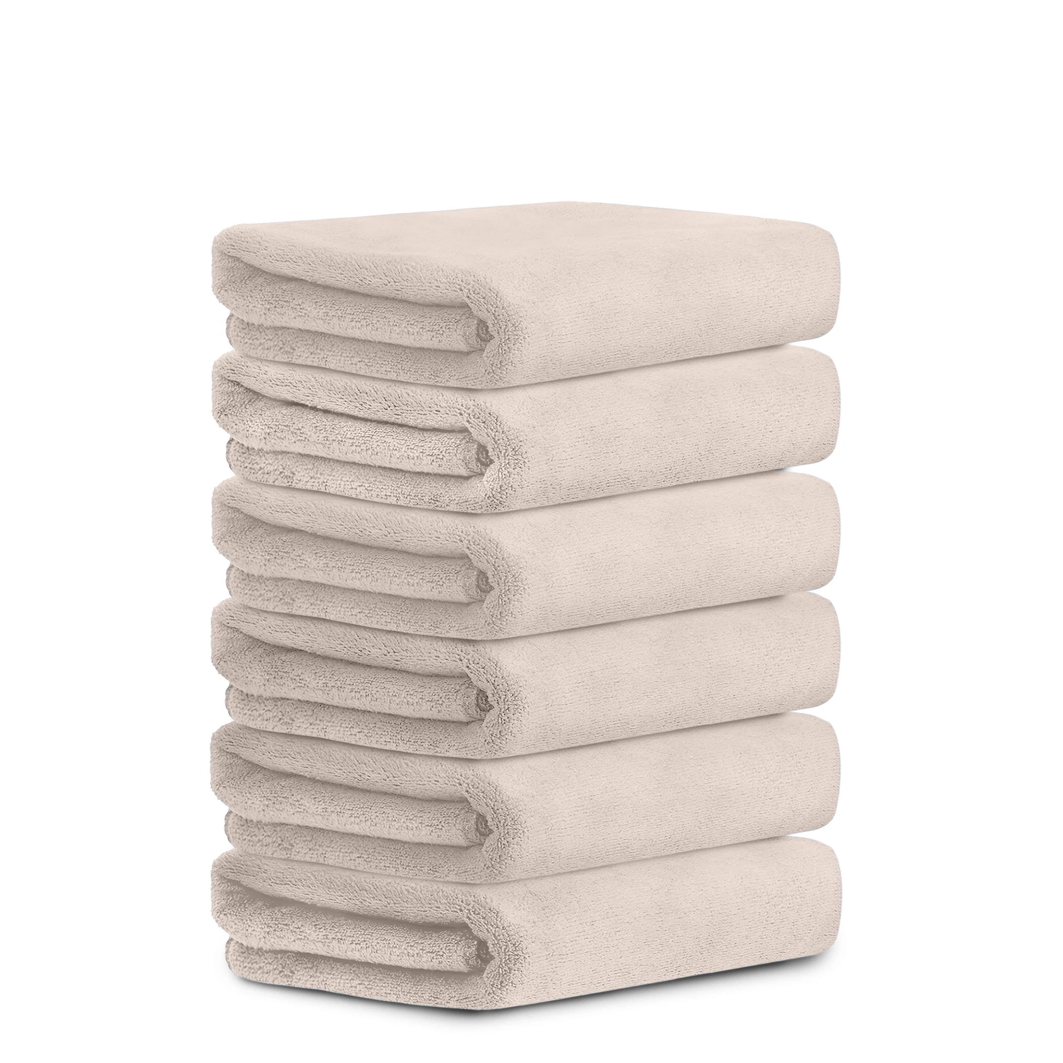 HOUSSE Premium Hand Towel | Microfiber | Super Soft & Quick Dry | Home, Gym, Yoga, Fitness & Weight Lifting | Ultra Absorbent | 450GSM, 60x40cm [6-Pack] (Peachy Pearl)