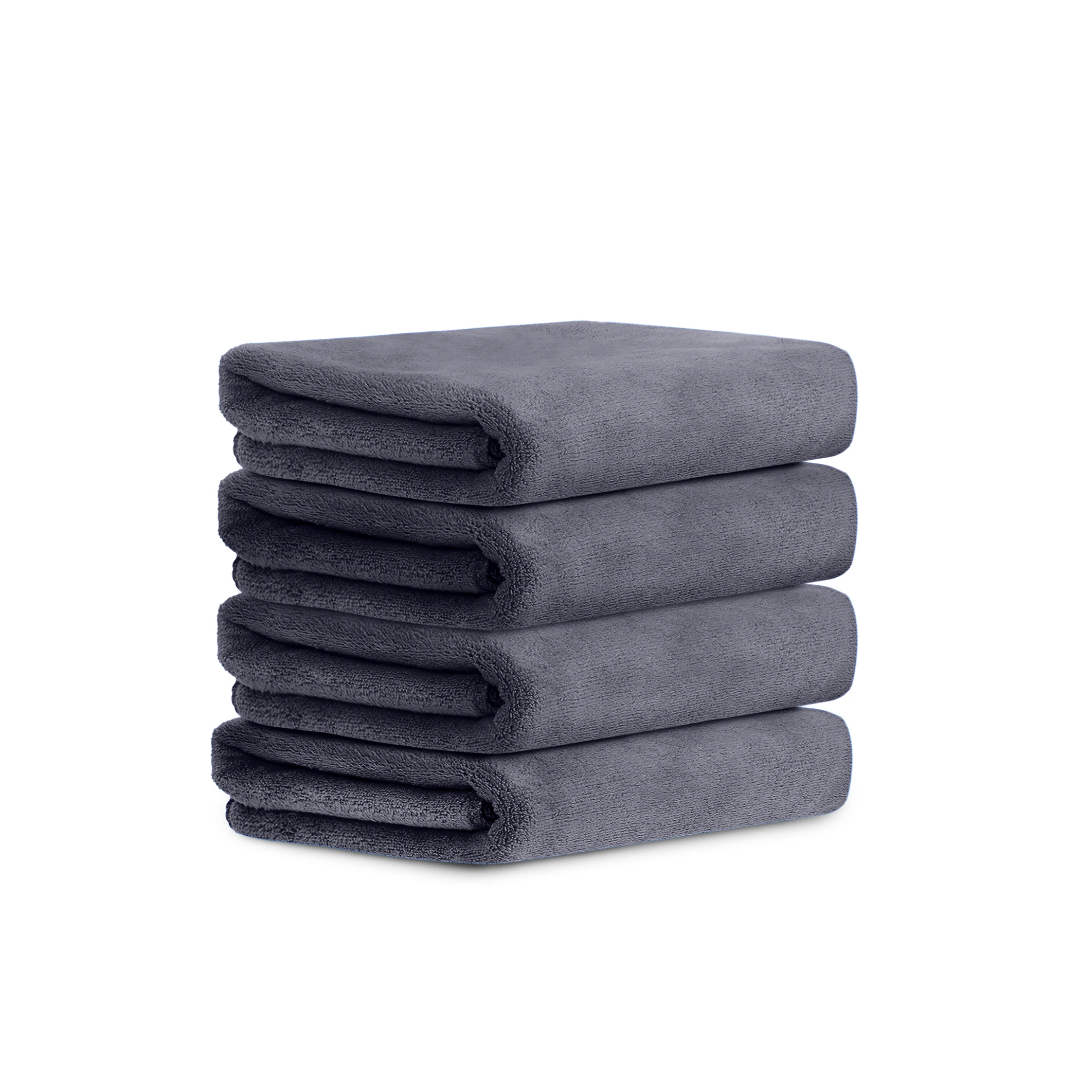 HOUSSE Premium Hand Towel | Microfiber | Super Soft & Quick Dry | Home, Gym, Yoga, Fitness & Weight Lifting | Ultra Absorbent | 450GSM, 60x40cm [4-Pack] (Steel Grey)