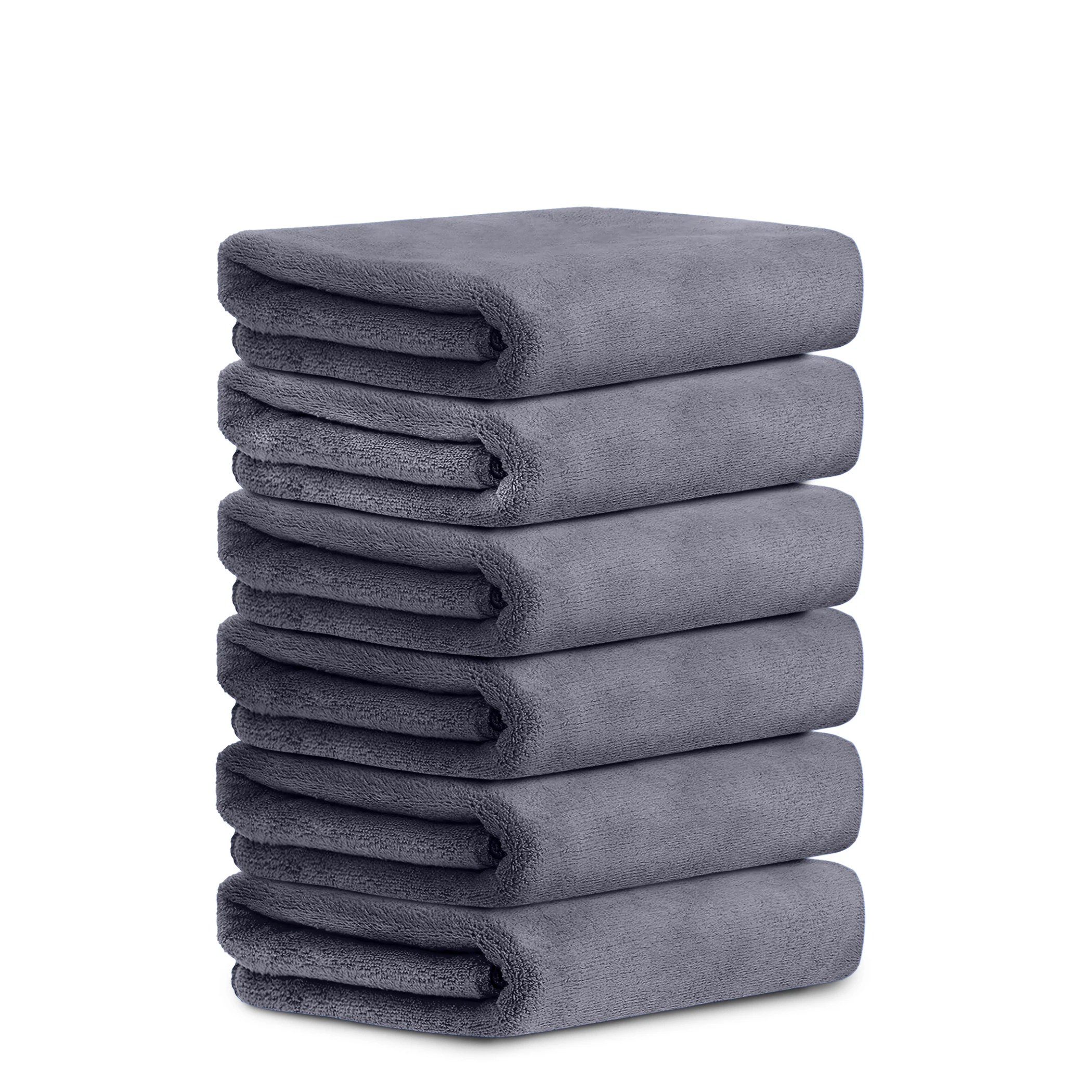 HOUSSE Premium Hand Towel | Microfiber | Super Soft & Quick Dry | Home, Gym, Yoga, Fitness & Weight Lifting | Ultra Absorbent | 450GSM, 60x40cm [6-Pack] (Steel Grey)