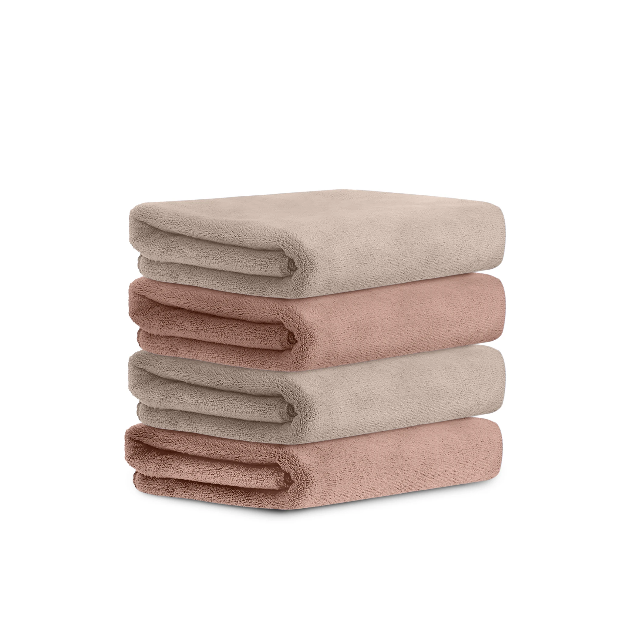 HOUSSE Microfiber Hand Towel for Gym | Home| Yoga | 450 GSM | 60 x 40 CM| Premium QualityTowels | an Hpoallergenic Towel | Ultra Absorbent & Anti-Bacterial | (4, Warm Beige_Rustic Chestnut)