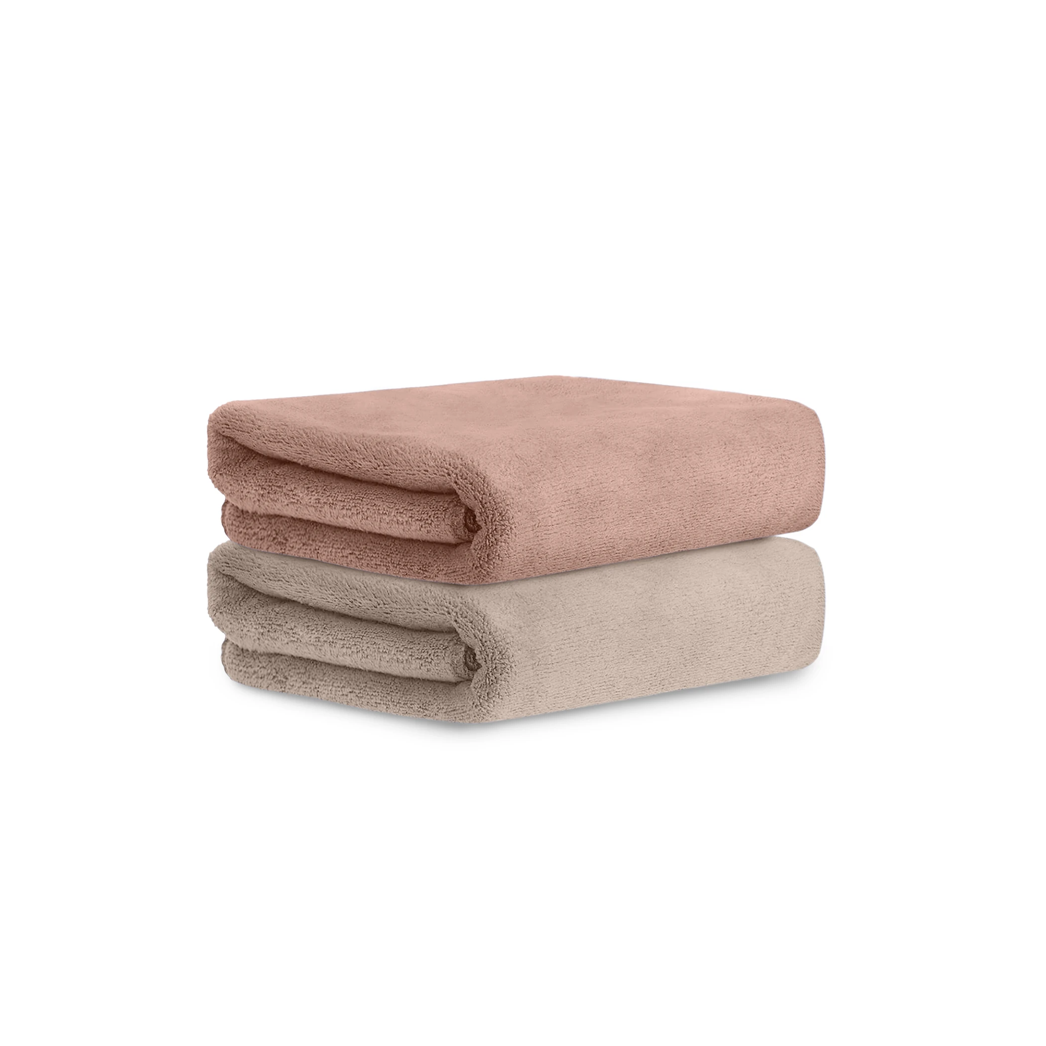 HOUSSE Microfiber Hand Towel for Gym | Home| Yoga | 450 GSM | 60 x 40 CM| Premium QualityTowels | an Hpoallergenic Towel | Ultra Absorbent & Anti-Bacterial | (2, Warm Beige_Rustic Chestnut)