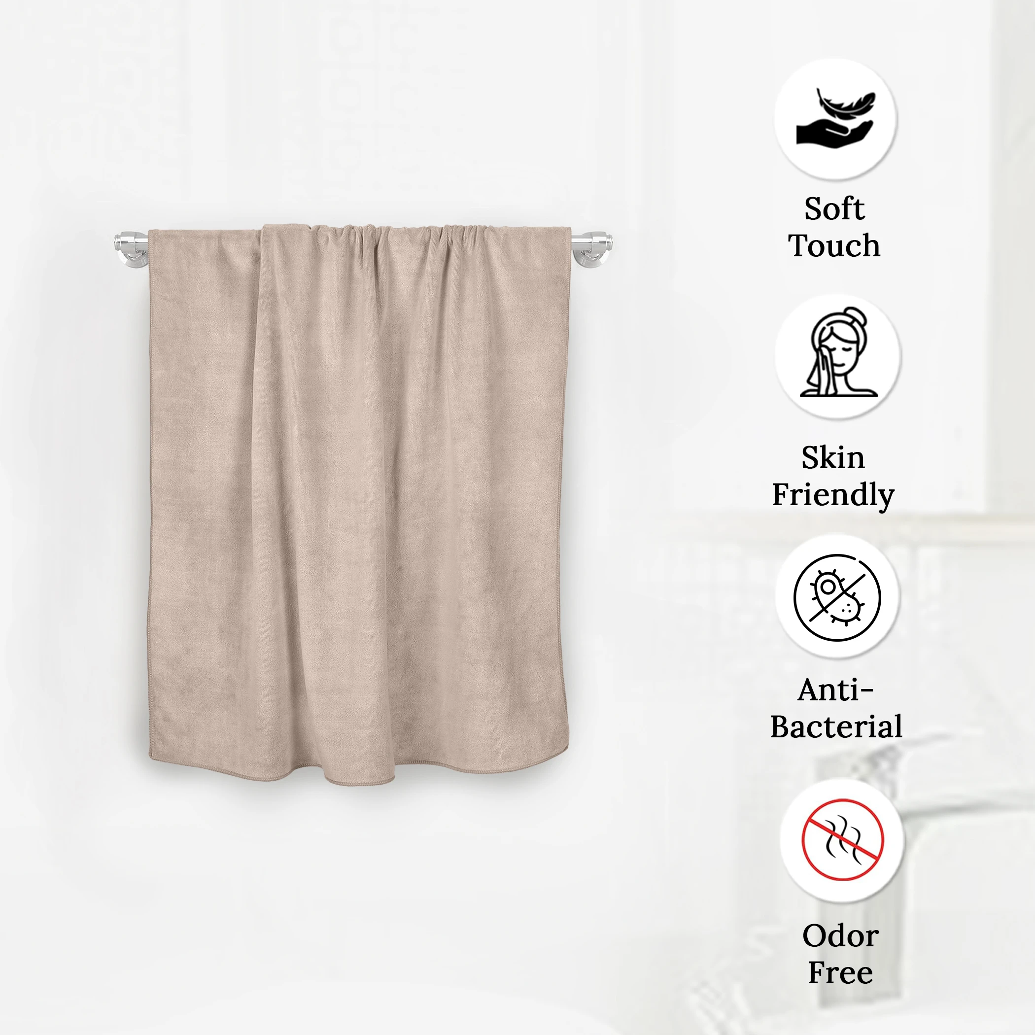 HOUSSE Microfiber Hand Towel for Gym | Home| Yoga | 450 GSM | 60 x 40 CM| Premium QualityTowels | an Hpoallergenic Towel | Ultra Absorbent & Anti-Bacterial | (2, Warm Beige_Rustic Chestnut)