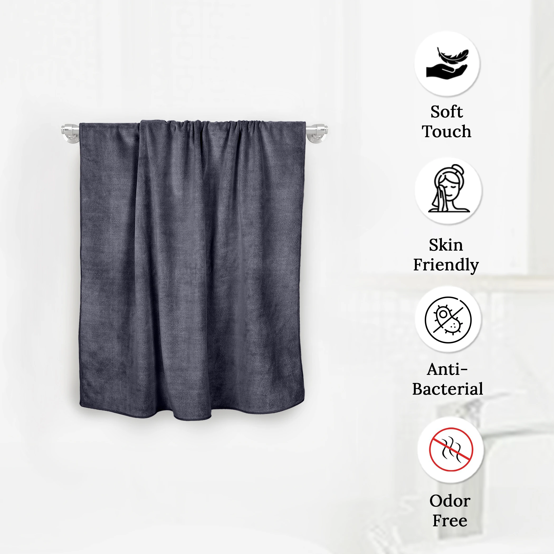 HOUSSE Microfiber Hand Towel for Gym | Home| Yoga | 450 GSM | 60 x 40 CM| Premium QualityTowels | an Hpoallergenic Towel | Ultra Absorbent & Anti-Bacterial | (Steel Grey_Indian Teal)