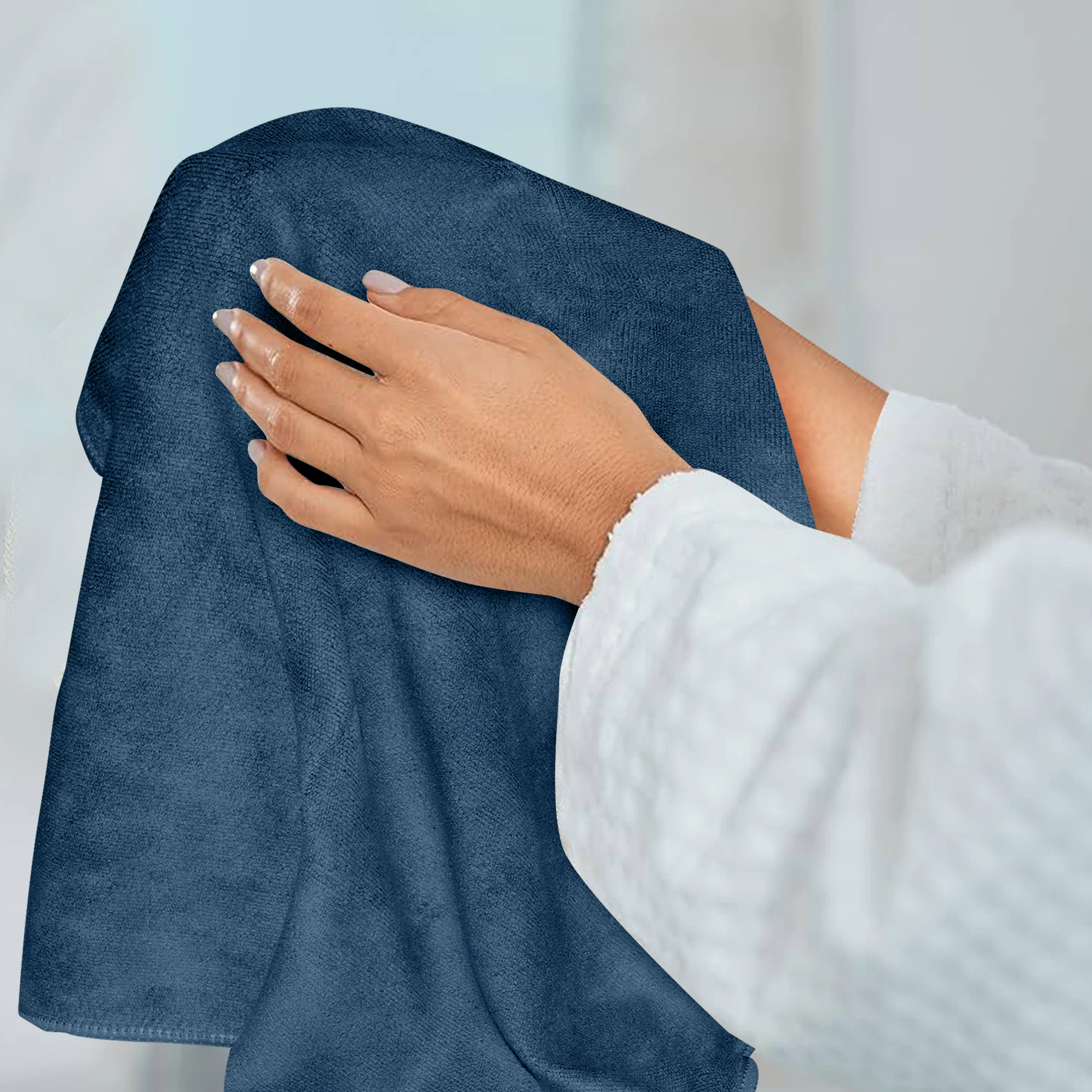 HOUSSE Microfiber Hand Towel for Gym | Home| Yoga | 450 GSM | 60 x 40 CM| Premium QualityTowels | an Hpoallergenic Towel | Ultra Absorbent & Anti-Bacterial | (Steel Grey_Indian Teal)