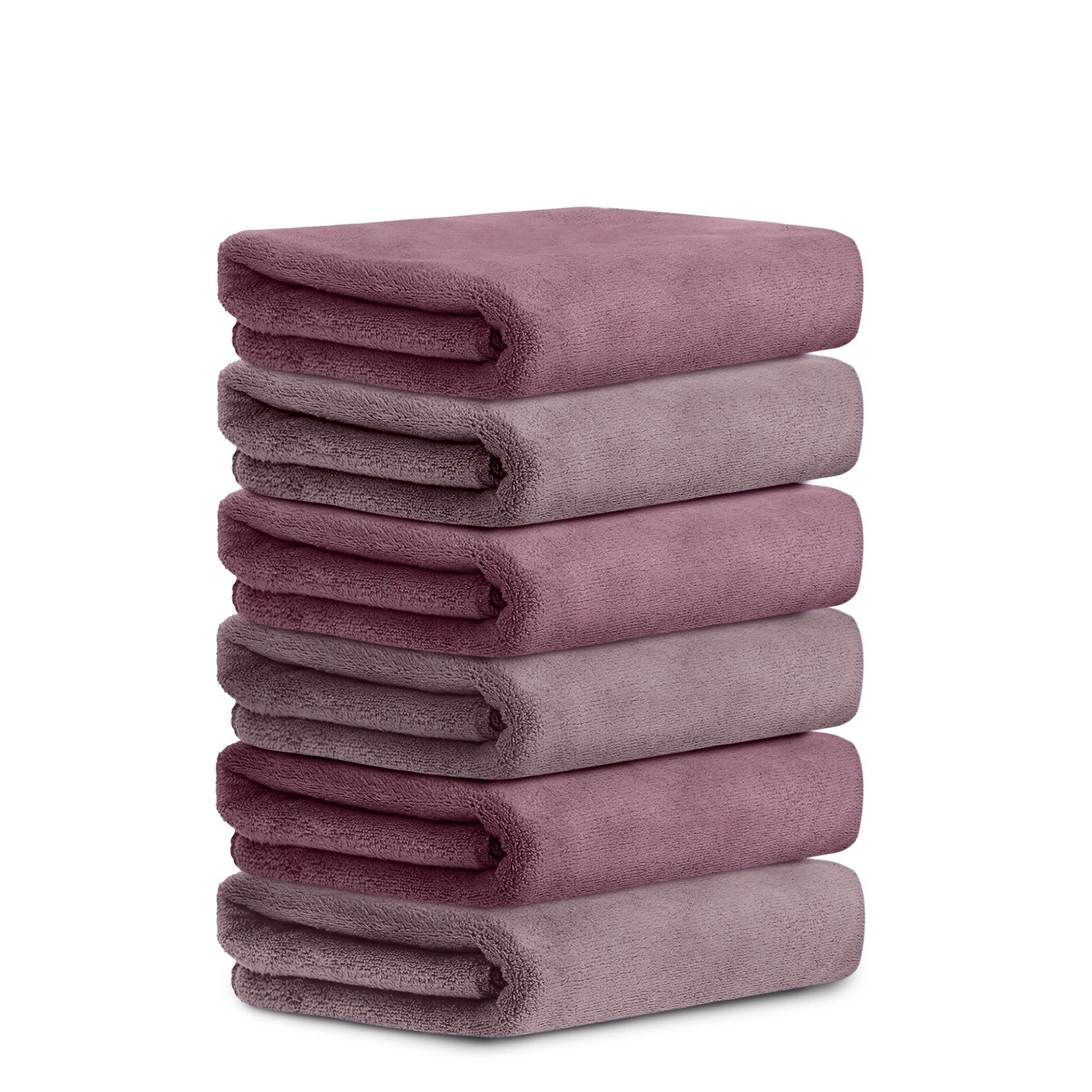 HOUSSE Microfiber Hand Towel for Gym | Home| Yoga | 450 GSM | 60 x 40 CM| Premium QualityTowels | an Hpoallergenic Towel | Ultra Absorbent & Anti-Bacterial | (Rose Taupe_Nirvana Purple)