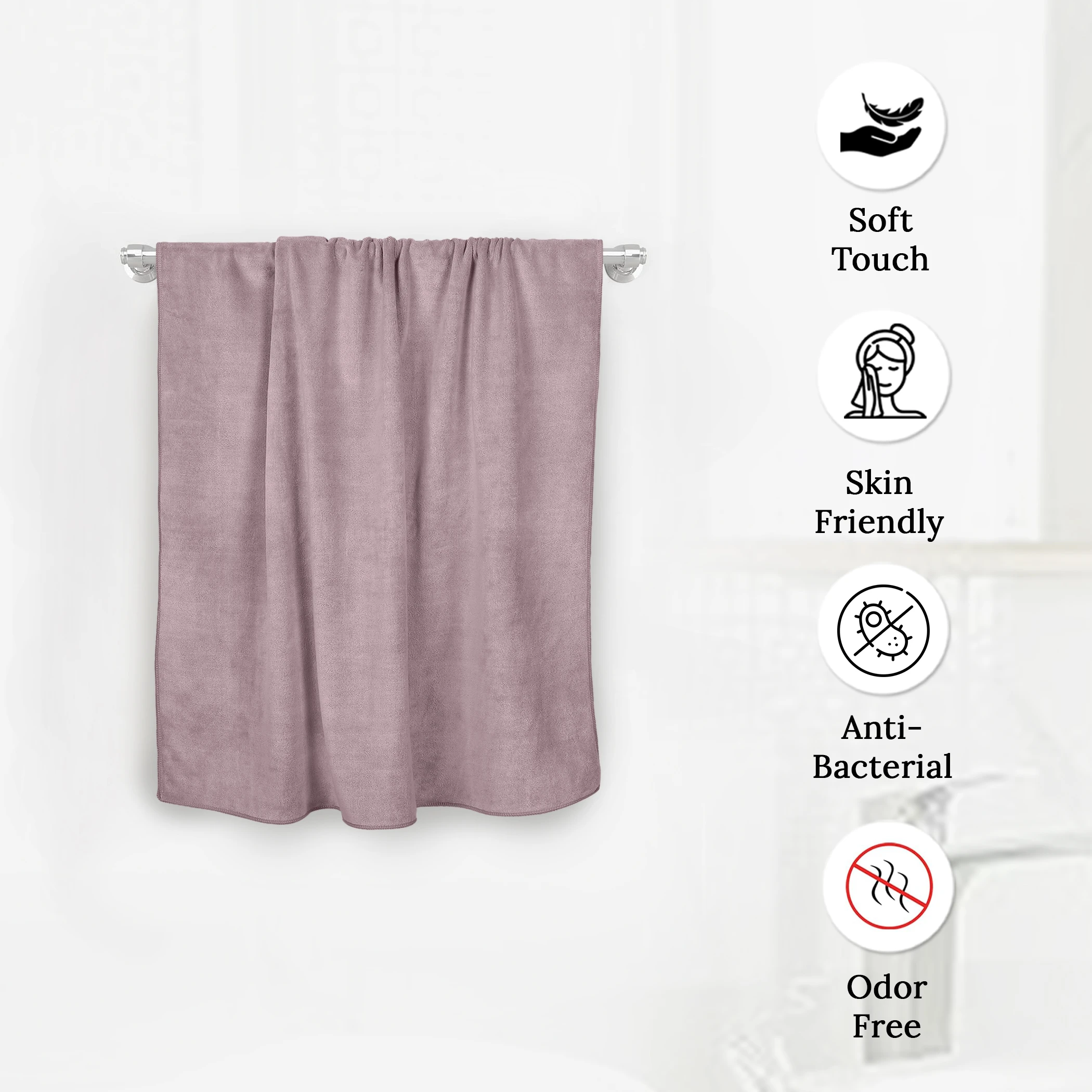 HOUSSE Microfiber Hand Towel for Gym | Home| Yoga | 450 GSM | 60 x 40 CM| Premium QualityTowels | an Hpoallergenic Towel | Ultra Absorbent & Anti-Bacterial | (Rose Taupe_Nirvana Purple)