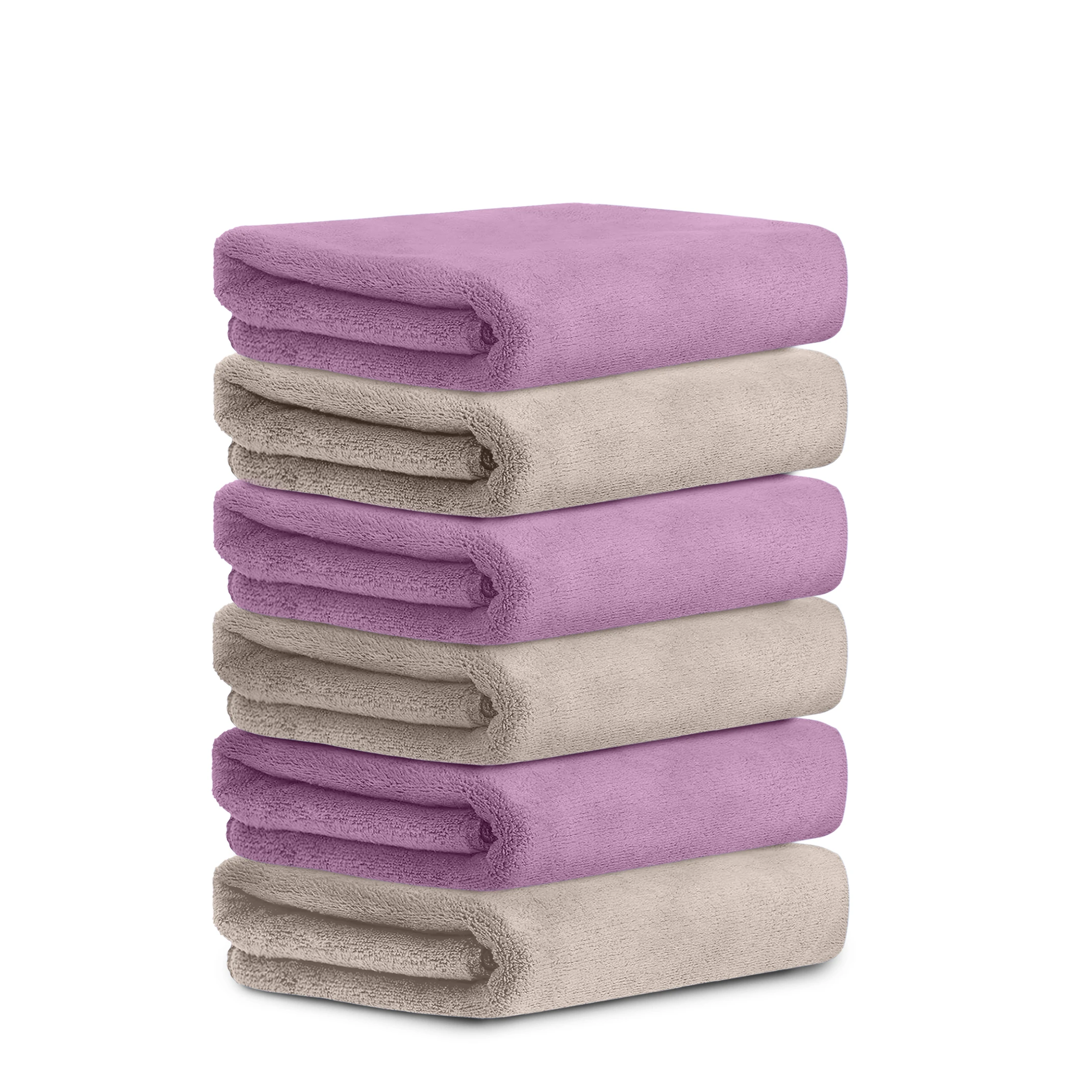 HOUSSE Microfiber Hand Towel for Gym | Home| Yoga | 450 GSM | 60 x 40 CM| Premium QualityTowels | an Hpoallergenic Towel | Ultra Absorbent & Anti-Bacterial | (6, Peachy Pearl_Dusky Orchid)